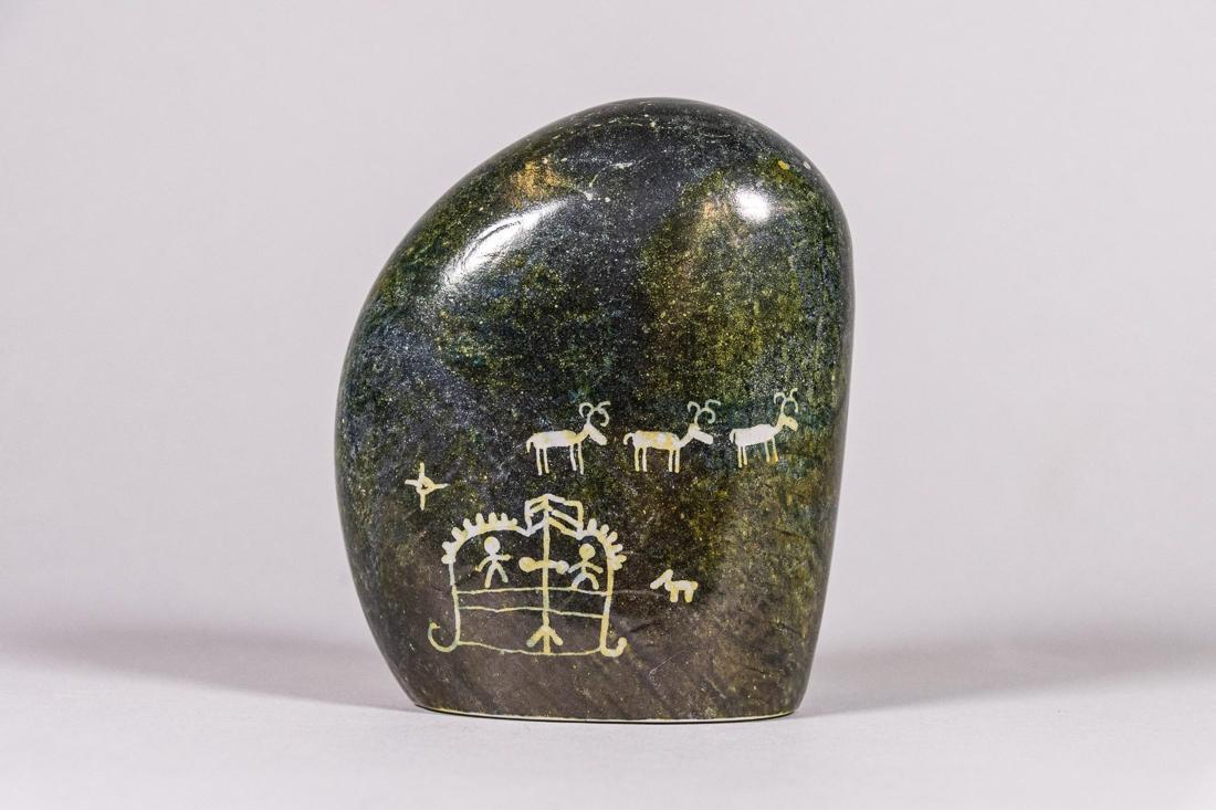 Goran Warff for Kosta Boda Reverse Etched Glass: A reverse etched glass paperweight by Goran Warff for Kosta Boda. Lapland Series. Excellent condition, numbered. CREATOR: Kosta Boda. PLACE OF ORIGIN: Sweden. MATERIALS AND TECHNIQUES: Glass.