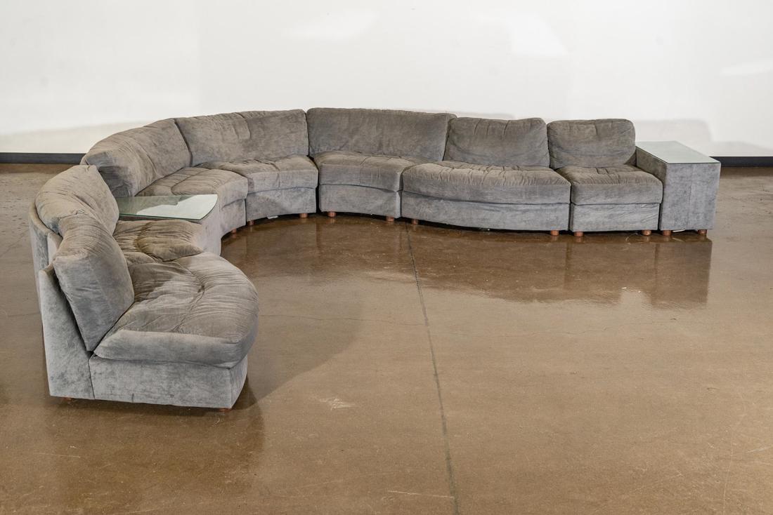 Monumental Grey Serpentine Sectional Sofa: Serpentine sofa from the 1970‰Ûªs with several configuration possibilities. This sofa combines high design with functionality in it‰Ûªs conformability. CONDITION: Good. CONDITION REPORT: Sofa