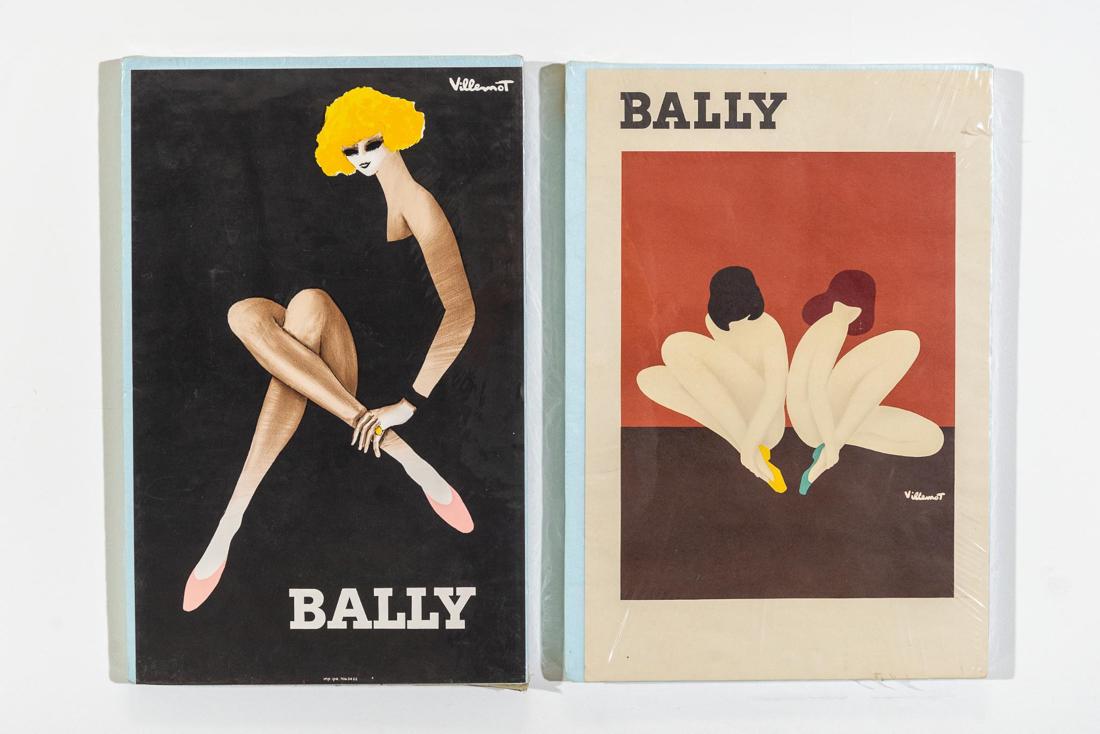 Bernard Villemot (1911-1989) , Bally Shoe Posters: Bernard Villemot (1911-1989) , Bally Shoe two posters. CONDITION: Good. Not framed and unopened. Refer to photos for condition. MEASUREMENTS: H 24in. x W 16.5in.