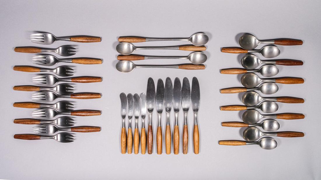 Fjord Flatware by Jens H. Quistgaard for Dansk Design: The classic ‰ÛÏFjord‰Û 38pc flatware was designed by Jens Quistgaard in 1953. It established Dansk as a leader in modern design tableware and awarded Quistgaard with a number of design awards.