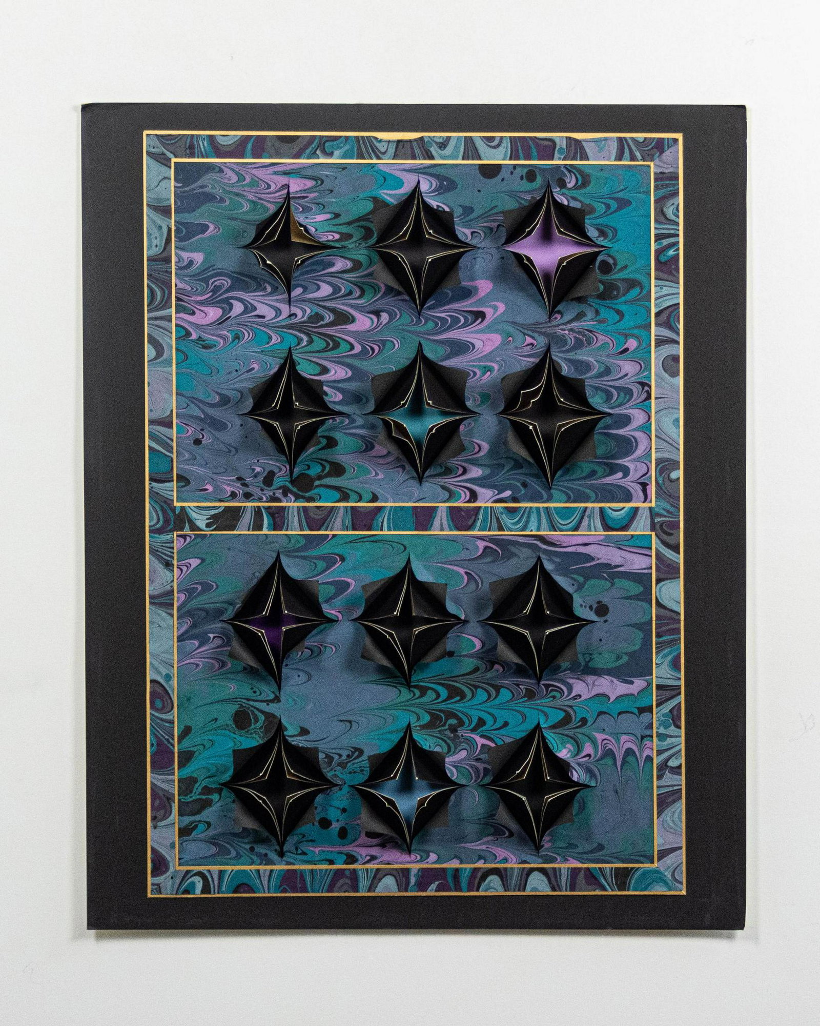 P. Haurente 3-D Mixed Media "Hide And Seek": 3D mixed media painting, signed and titled by the artist. ARTIST: P. Haurente CONDITION: Good, some of the corners of the 3-D peaks are worn DIMENSIONS: 40" x 32"
