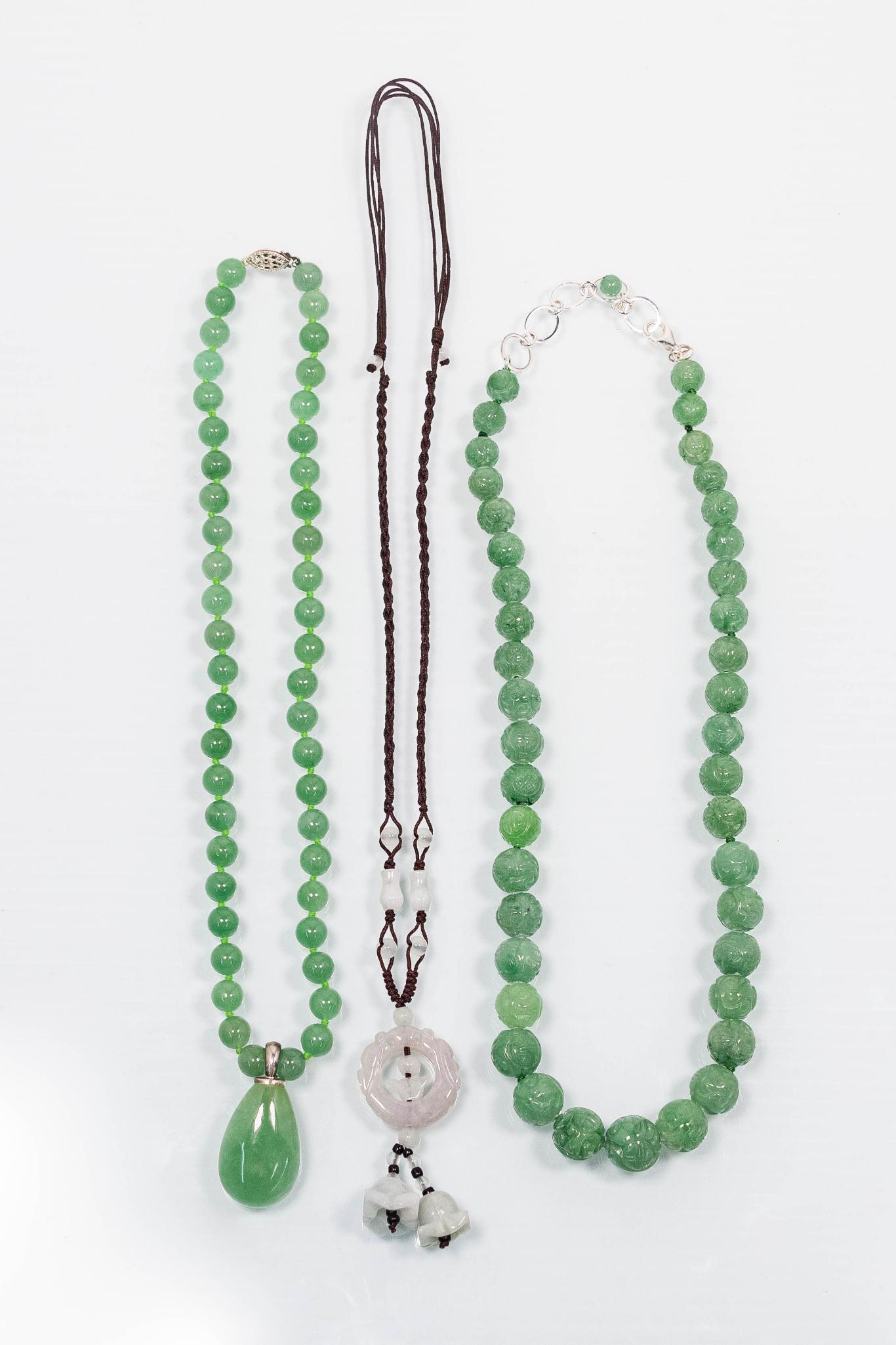 Three (3) Jade Necklaces (1 of 5)