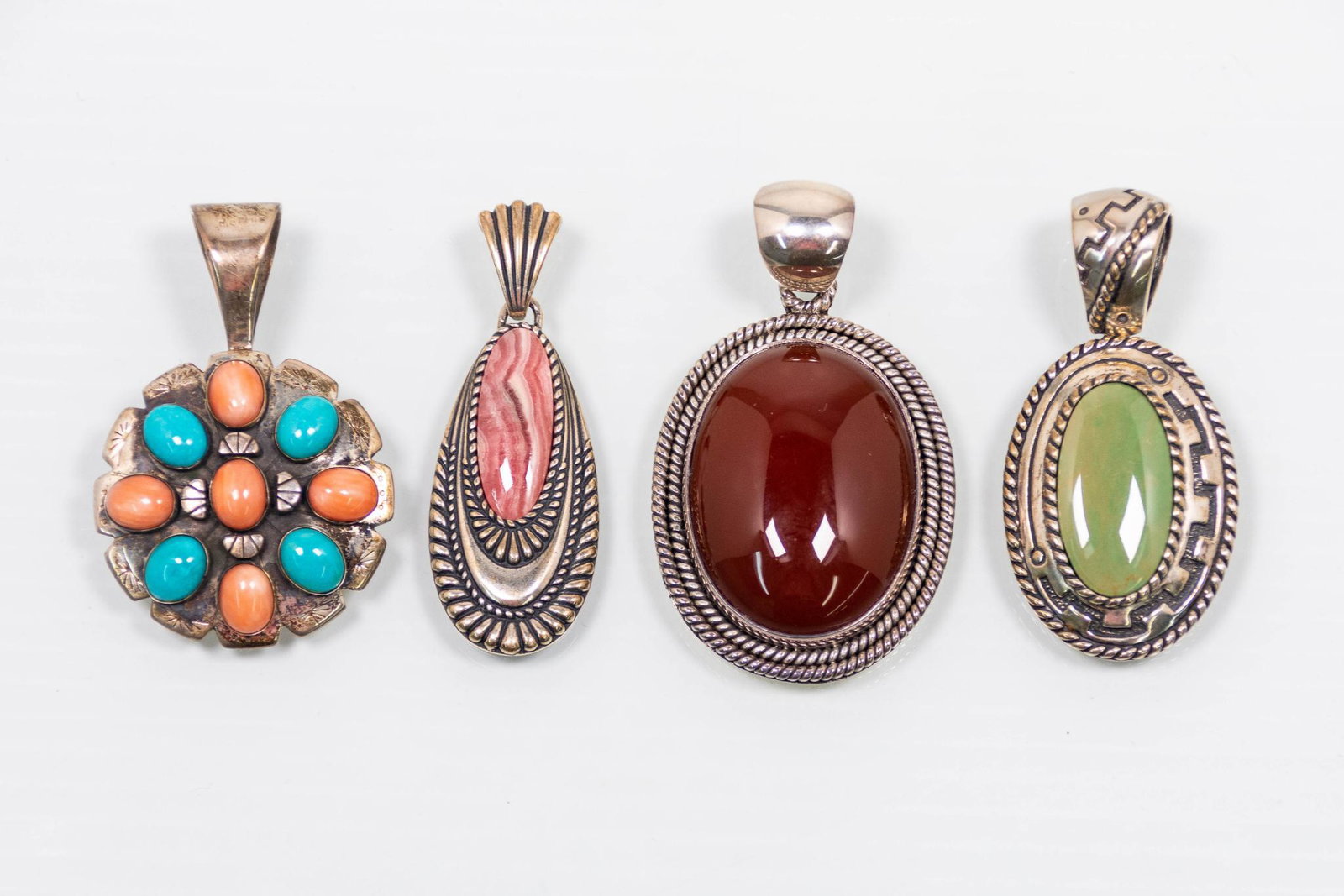 Four (4) Silver and Stone Pendants (1 of 9)