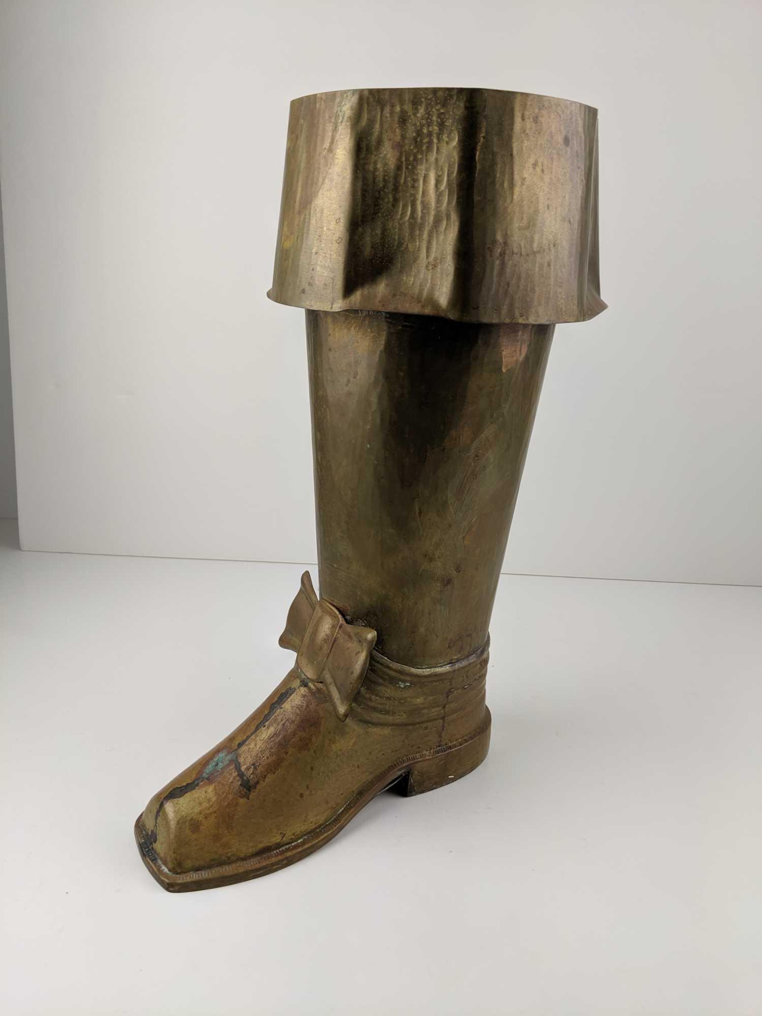 Mid Century Boot Brass Umbrella Holder: Mid Century Boot Brass Umbrella Holder18" Tall