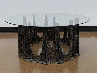 Paul Evans Stalagmite Coffee Table: Paul Evans Stalagmite Coffee Table. Signed PE 69,15.5" High 27" With, without glass Glass size 36""Great Condition