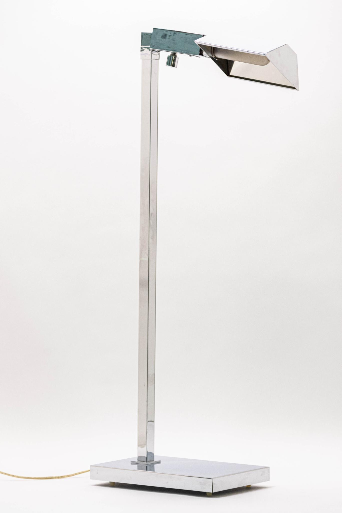 Casella Lighting Pharmacy Floor Lamp: DescriptionAdjustable metal pharmacy style floor lamp; labeled to underside, "Casella Lighting, 111 Rhode Island, San Francisco, CA 94103". MAKER: Casella Lighting CONDITION: Very good. Tested, works;
