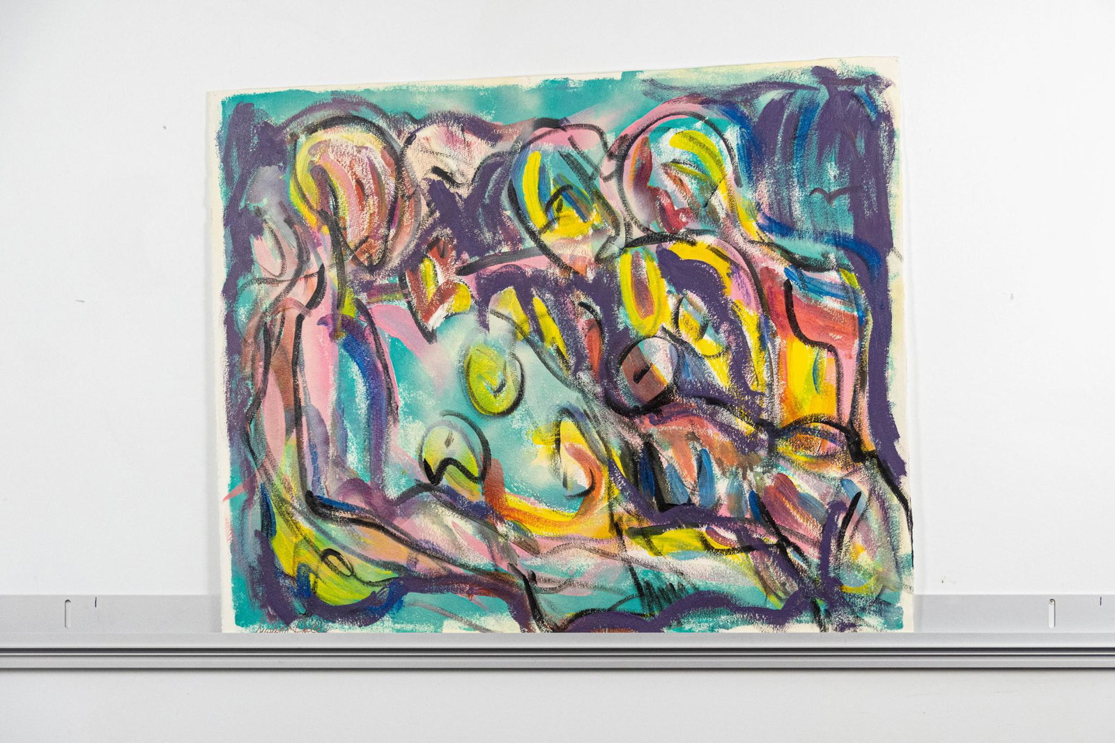 Susan Dale Painting, SIgned: DescriptionPainting signed by the artist in pigment ARTIST: Susan Dale CONDITION: Good, has thumbtack holes in corners from hanging DIMENSIONS: 37.5" x 44.5"