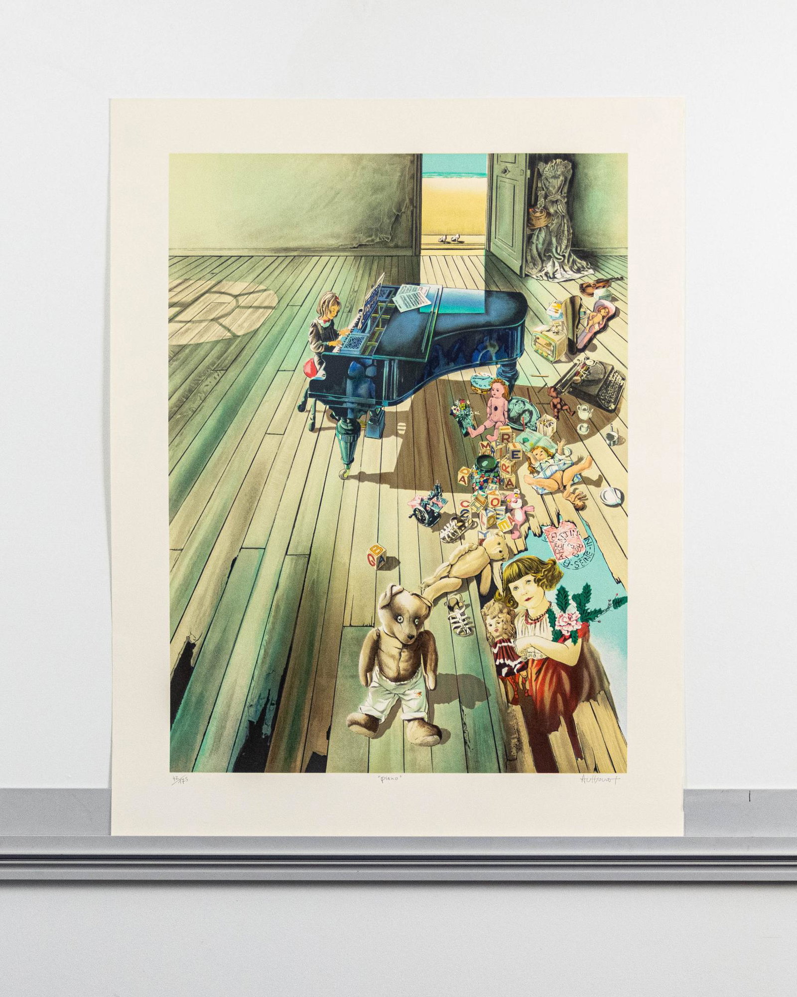 RARE Daniel Authouart "Piano" Signed Lithograph: DescriptionRARE Daniel Authouart "Piano" Signed Lithograph 42/175 ARTIST: Daniel Authouart TITLE: "Piano" CONDITION: Excellent DIMENSIONS: H 37" x W 29.5"