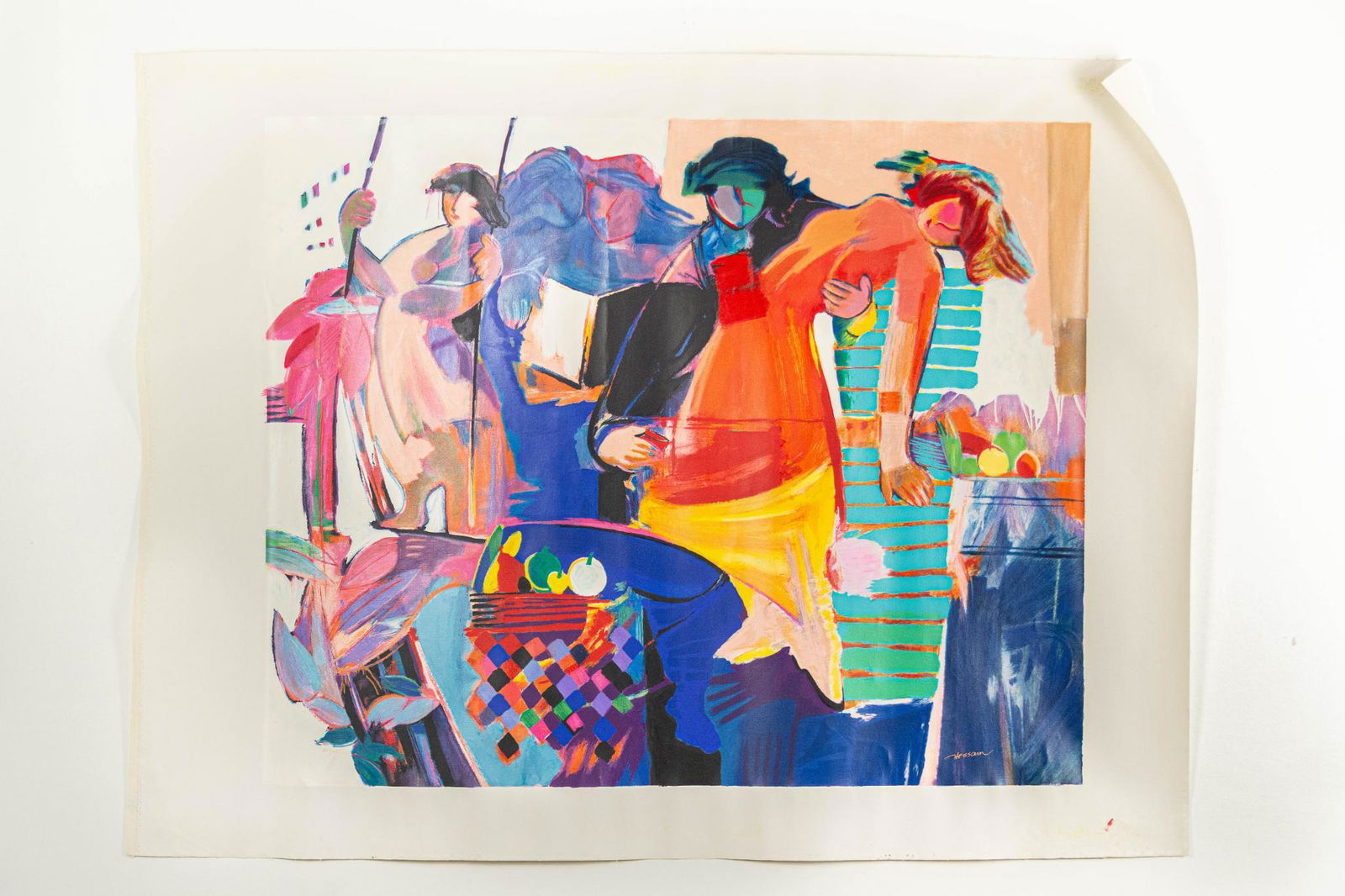 Hessam Abrishami Serigraph on Unstretched Canvas,: DescriptionSerigraph on unstretched canvas signed and numbered by the artist in pigment 31/95 ARTIST: Hassam Abrishami CONDITION: Very good, some marks on the edges DIMENSIONS: 57.5" x 43.5"