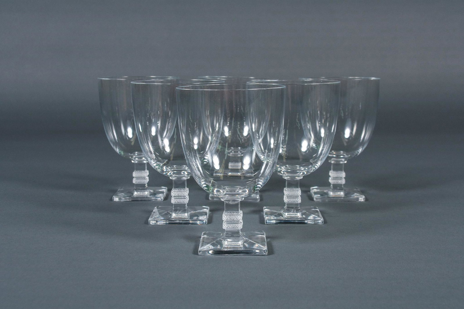 Lalique France Crystal Argos Wine Water Goblet: Lalique France Crystal Argos Wine Water Goblets Set of 6. Signed Script 'Lalique France' on the bottom. H5.5" Good preowned condition, no chips, cracks or repairs, light scratch on bottoms, see photos