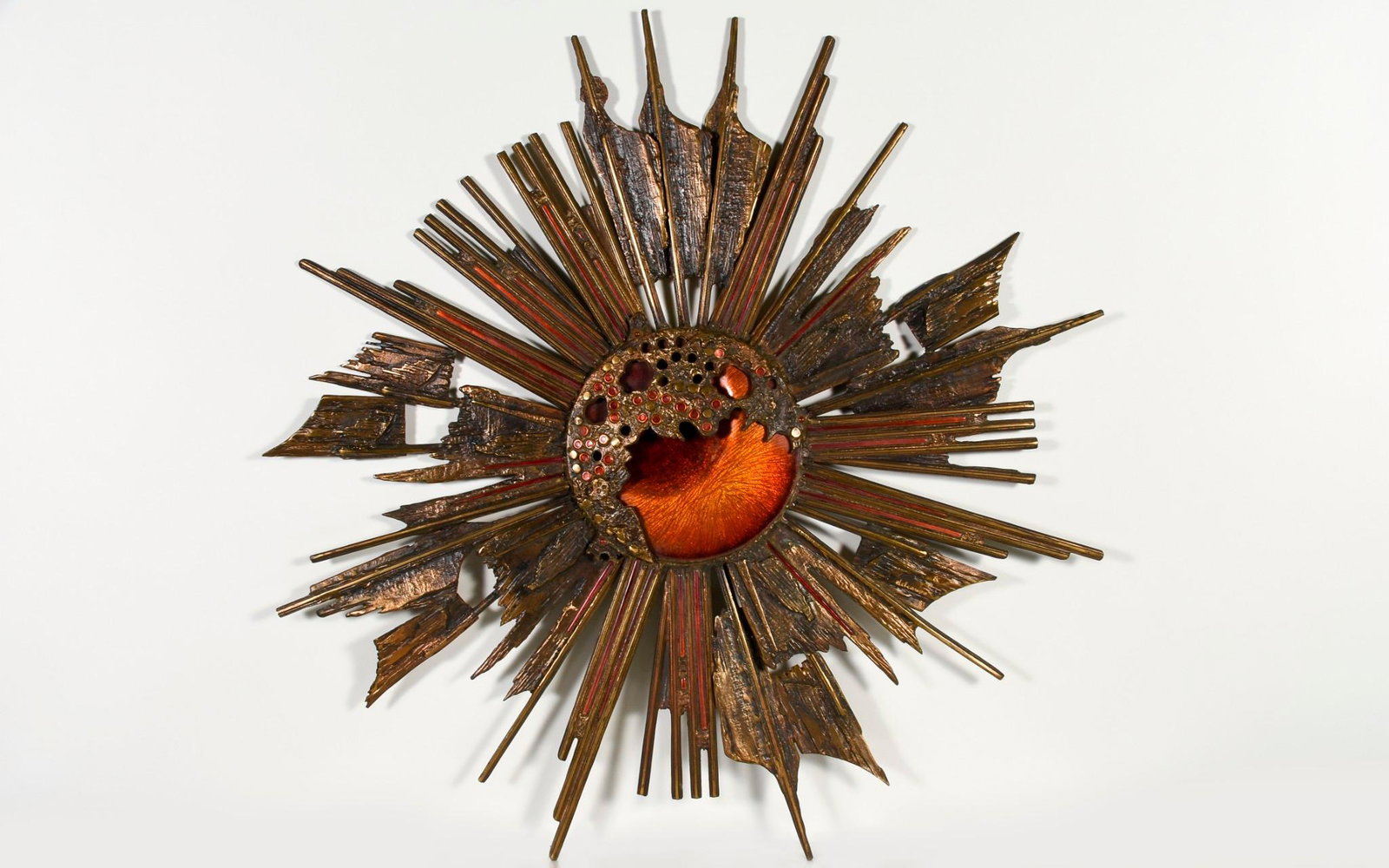 Del Campo Enamel on Bronze Sun Sculpture Signed (1 of 13)