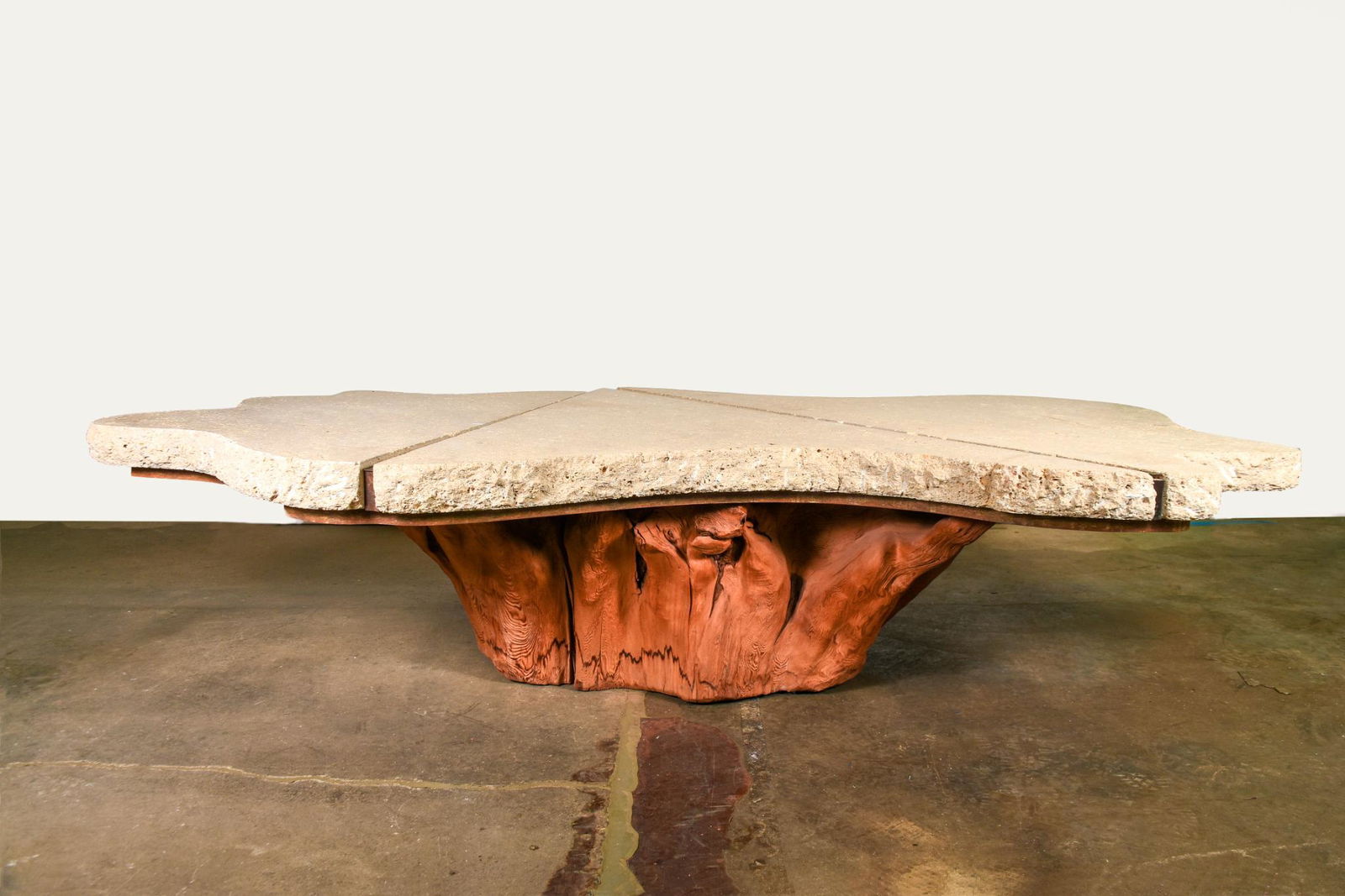 Custom Fossil Stone on Tree Stump Table for Steve Chase (1 of 18)