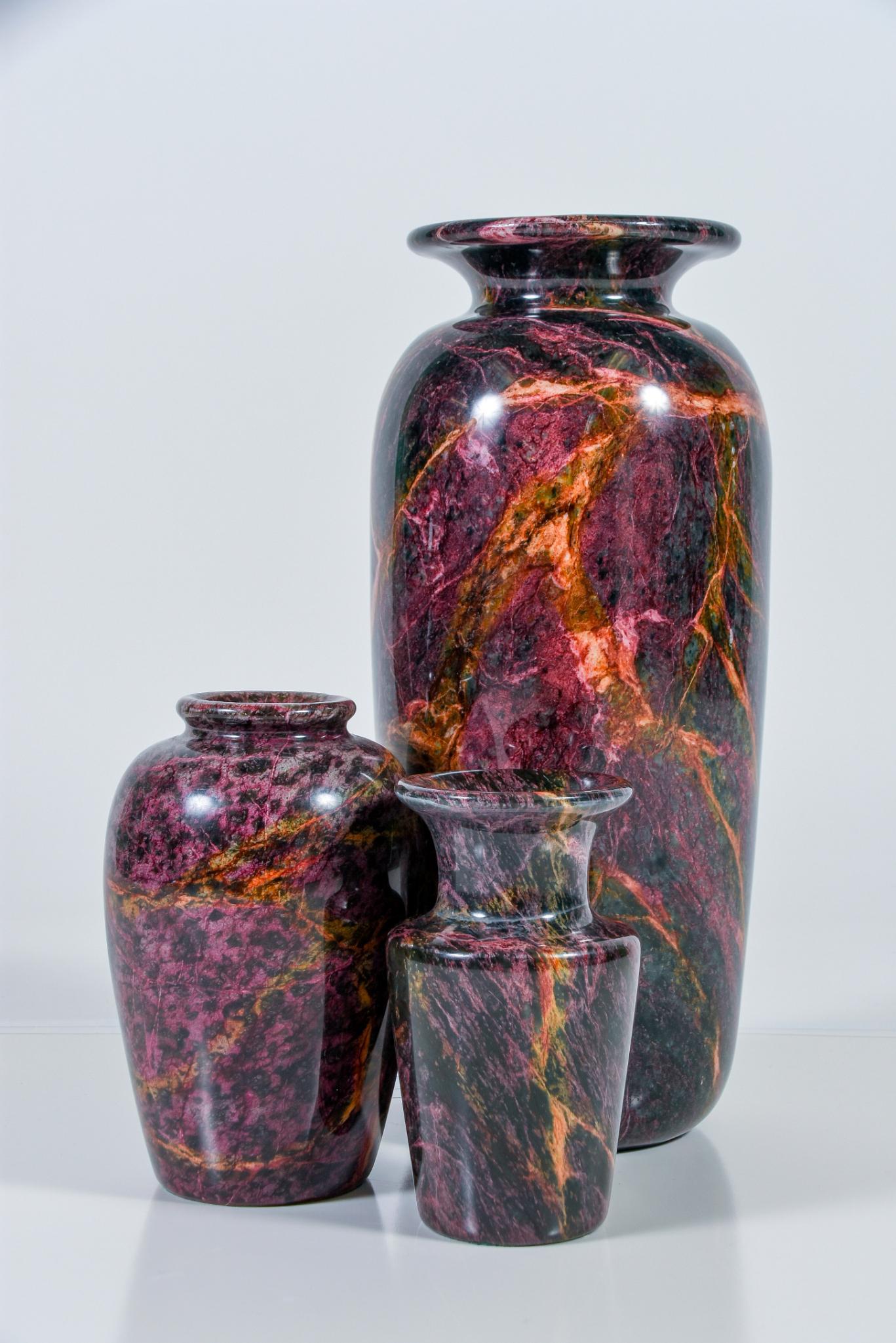 3 Piece Black, Purple, Pink, Brown Marble Vase Set (1 of 6)