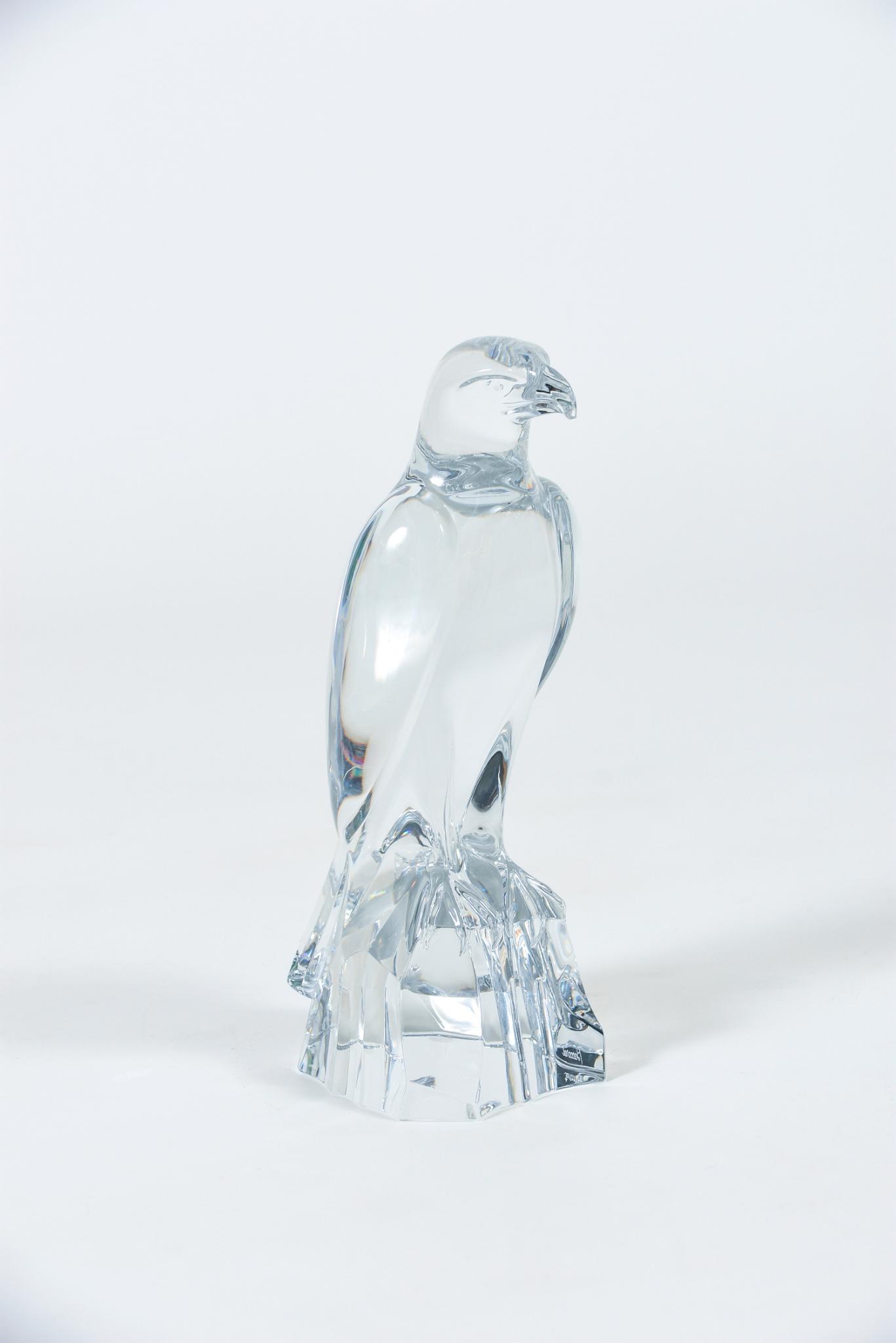 Baccarat Art Glass Eagle Falcon Raptor on Stoney Crag (1 of 8)