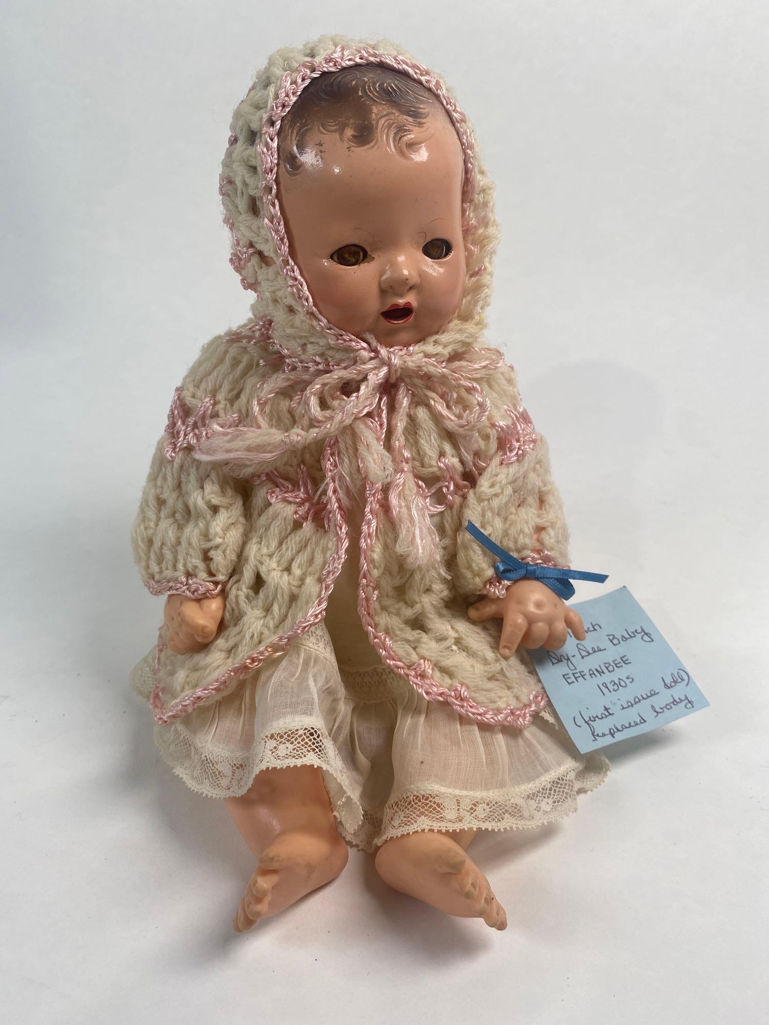 Dy-Dee Baby Doll: Dy-Dee baby doll 11 inch Effanbee 1930s first issue doll -replaced body, unmarked.
