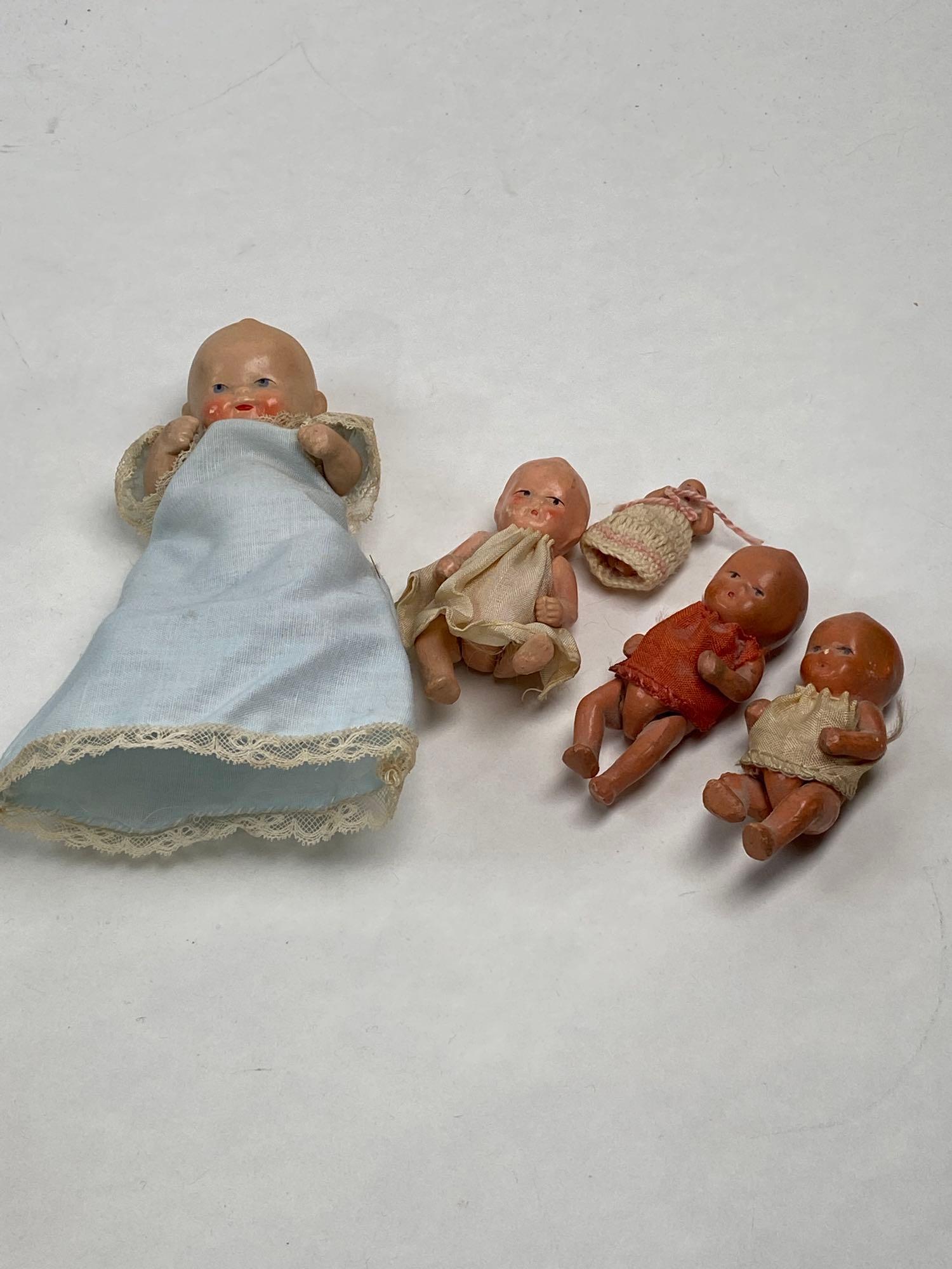 (5) baby dolls All bisque dolls: (5) baby dolls All bisque dolls, Japan (unmarked)