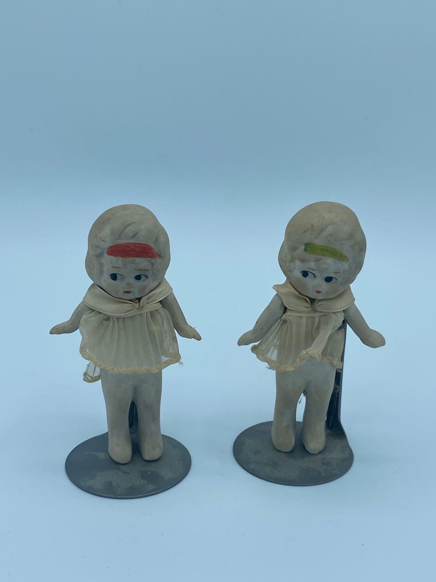 (2) Bisque dolls, Japan Penny dolls measure 3.5" each (1 of 3)