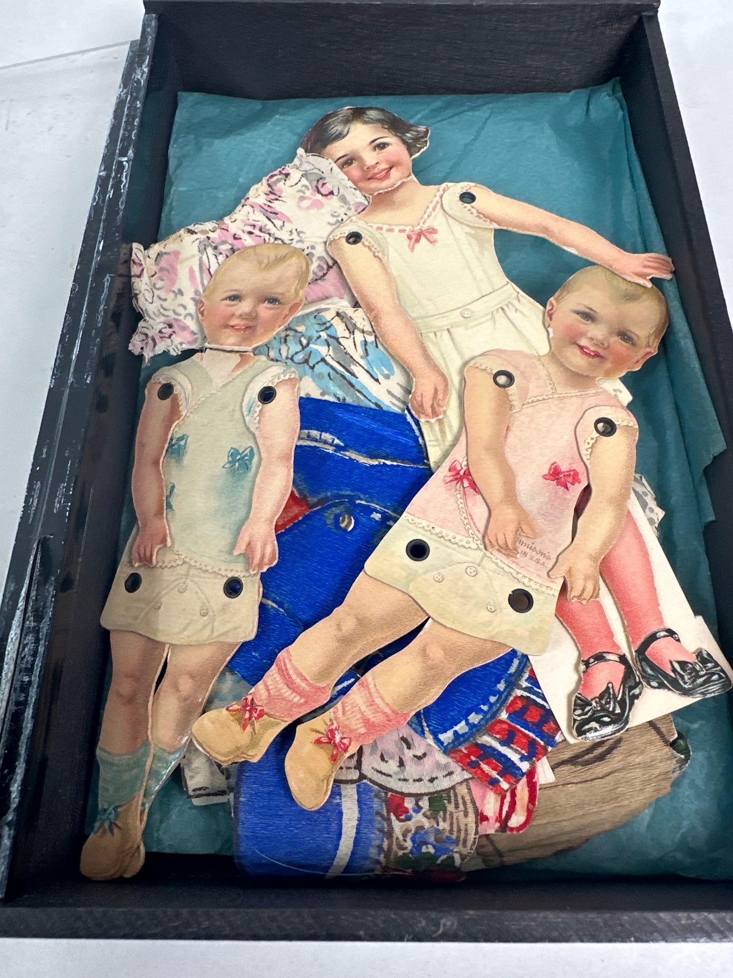 3 Paper Cut Out Dolls And Crepe Clothing (1 of 5)