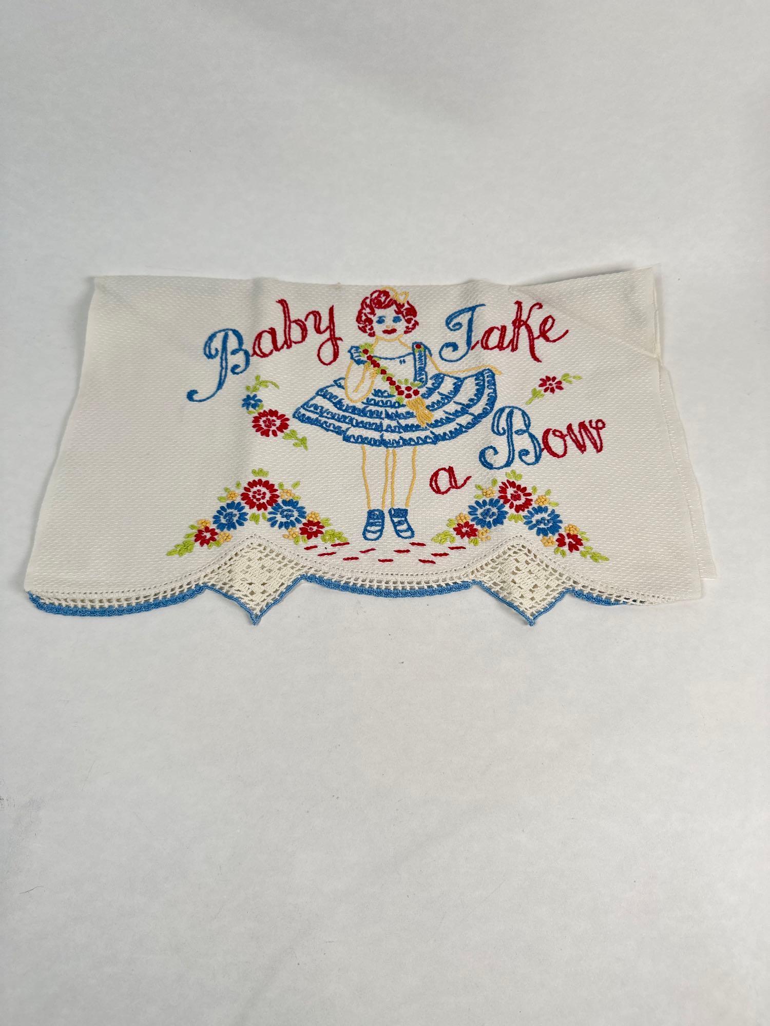 Shirley Temple Dresser Scarf 1930: Shirley Temple dresser scarf 1930 27" x 16"