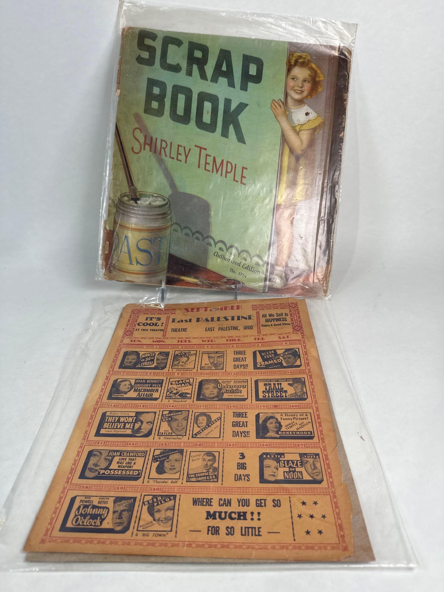 Shirley Temple Paper Collectibles: Shirley Temple paper collectibles. Shirley Temple- September movie theater 1949 Shirley Temple scrap book cover.