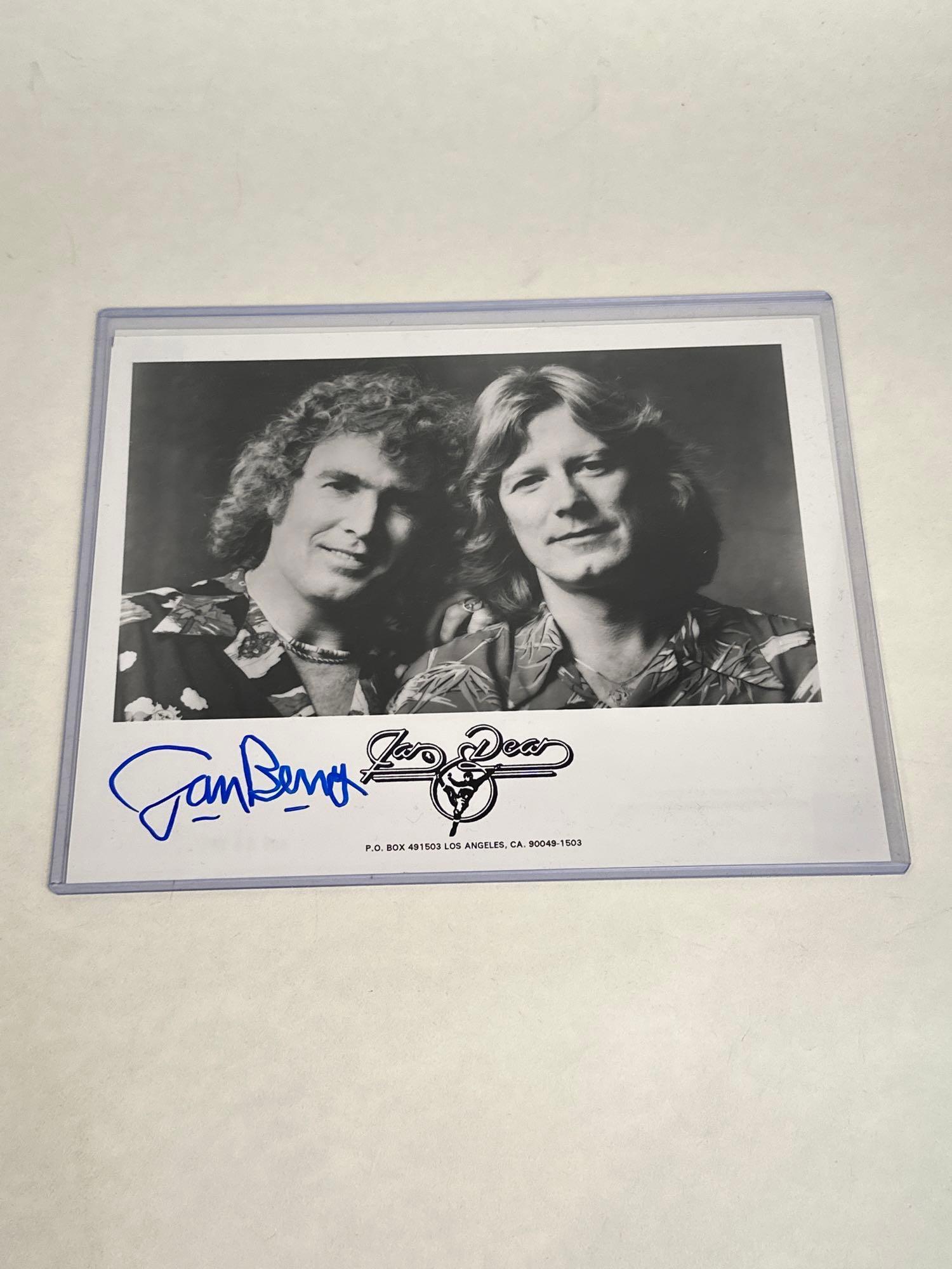 Jan Berry signed “Jan and Dean” 10 x 8 photo: Jan Berry signed “Jan and Dean” photo 10 x 8 black and white photo with certificate of authenticity, please see pictures for more details