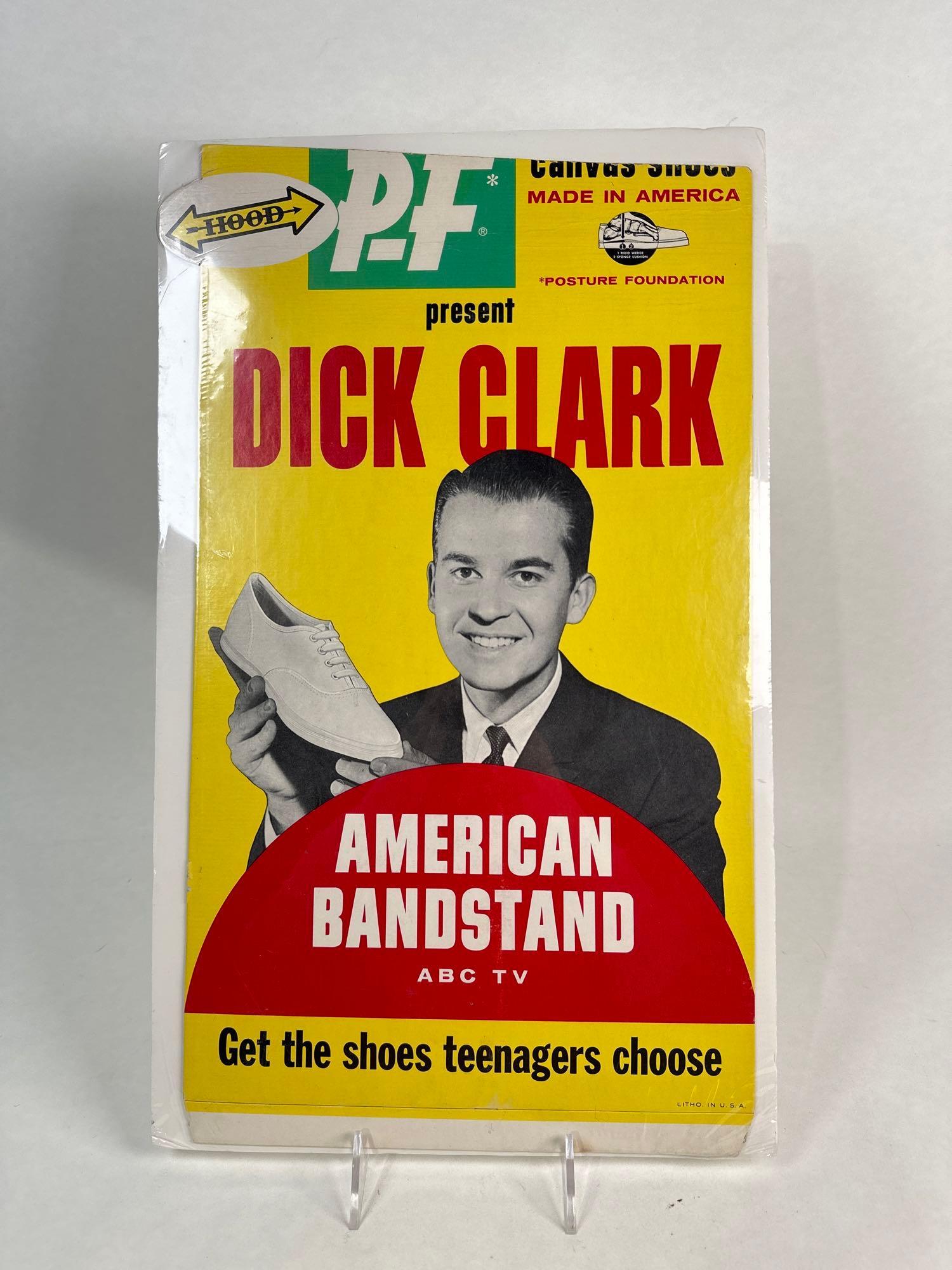 Dick Clark American Bandstand canvas shoes advertisement: Dick Clark American Bandstand canvas shoes advertisement 18.5"H x 11”W cardboard material.