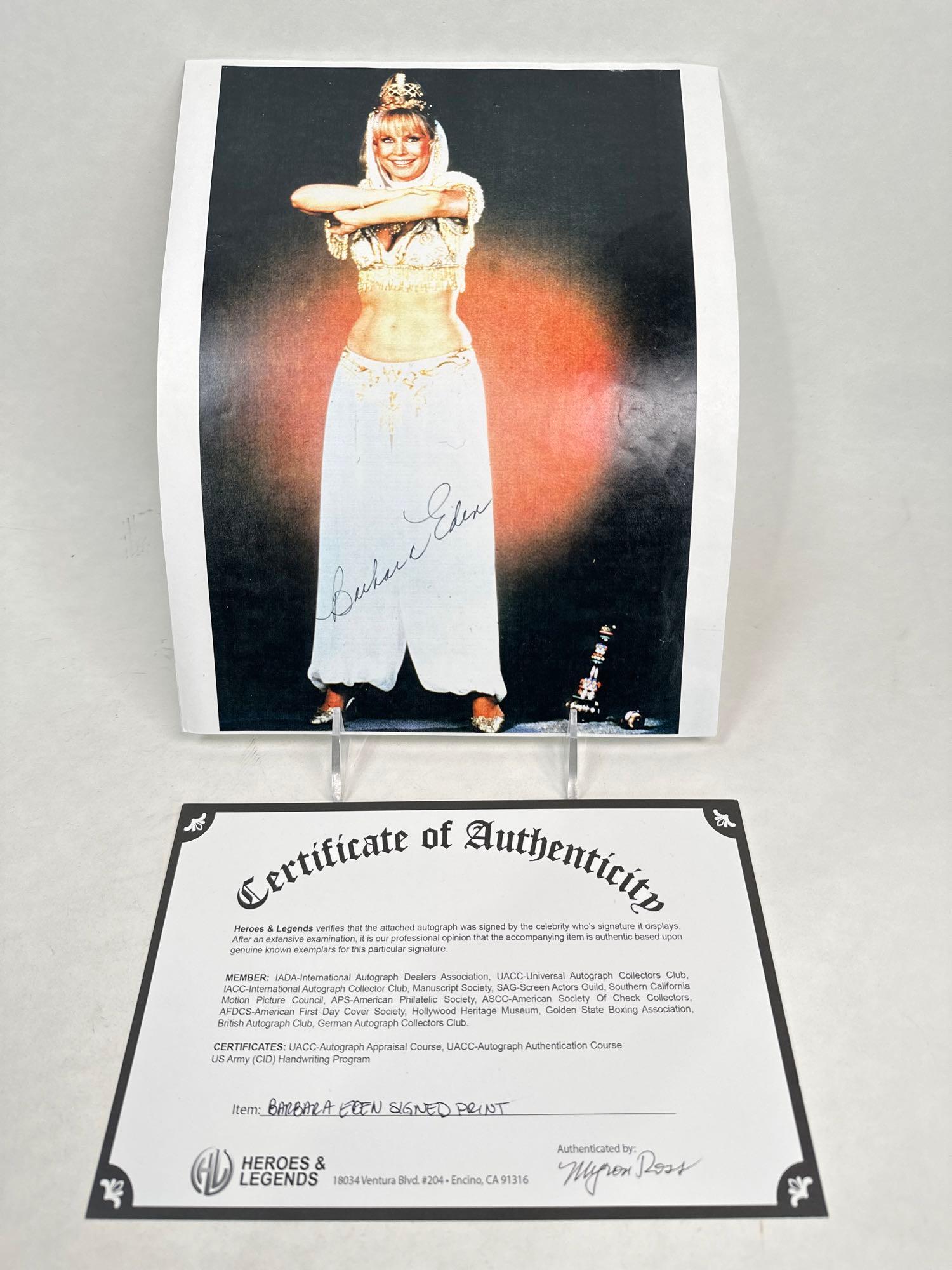 Barbara Eden signed paper photograph with certificate of authenticity. (1 of 12)