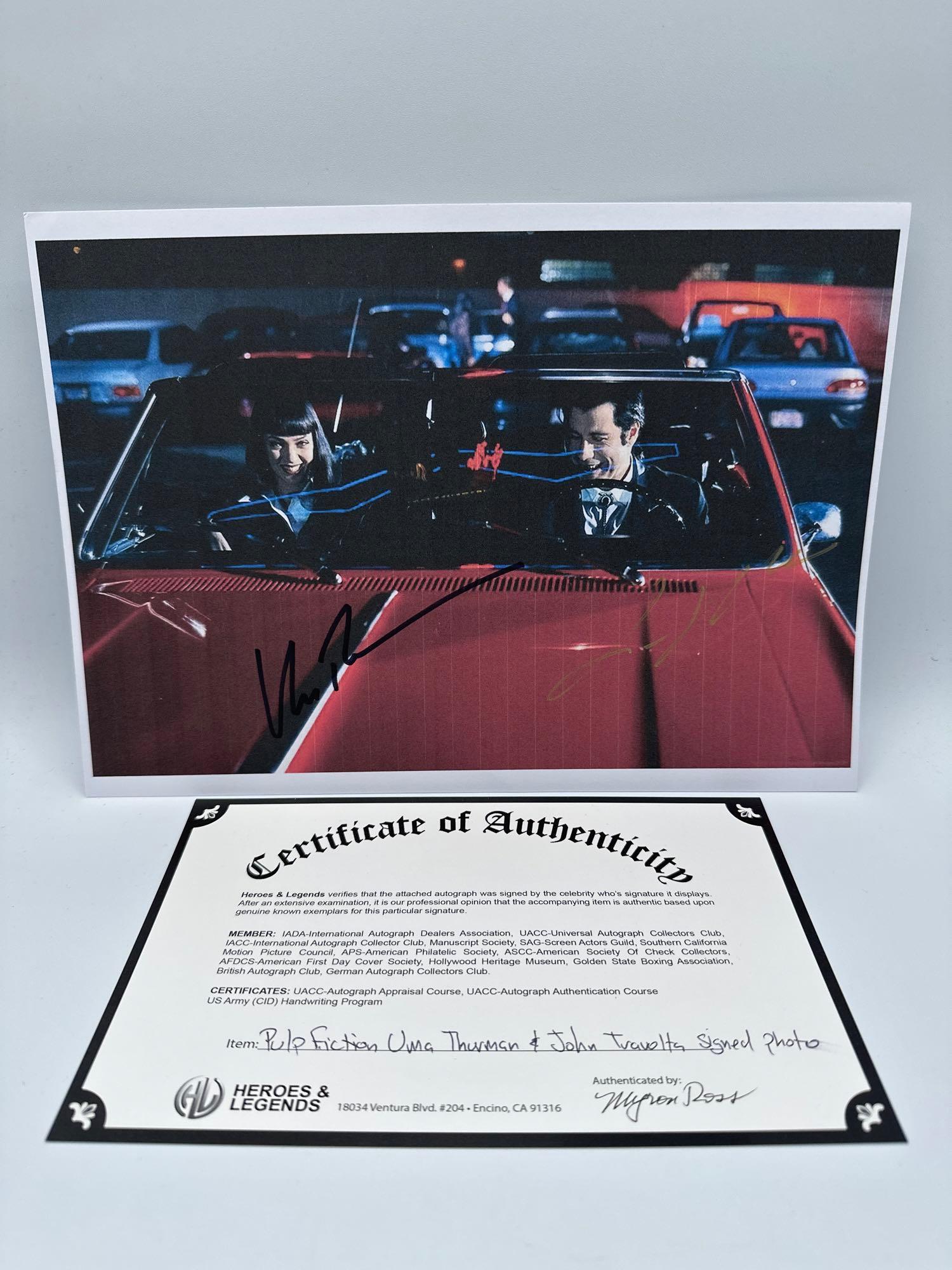 Pulp fiction, Uma Thurman and John Travolta signed photo (1 of 10)