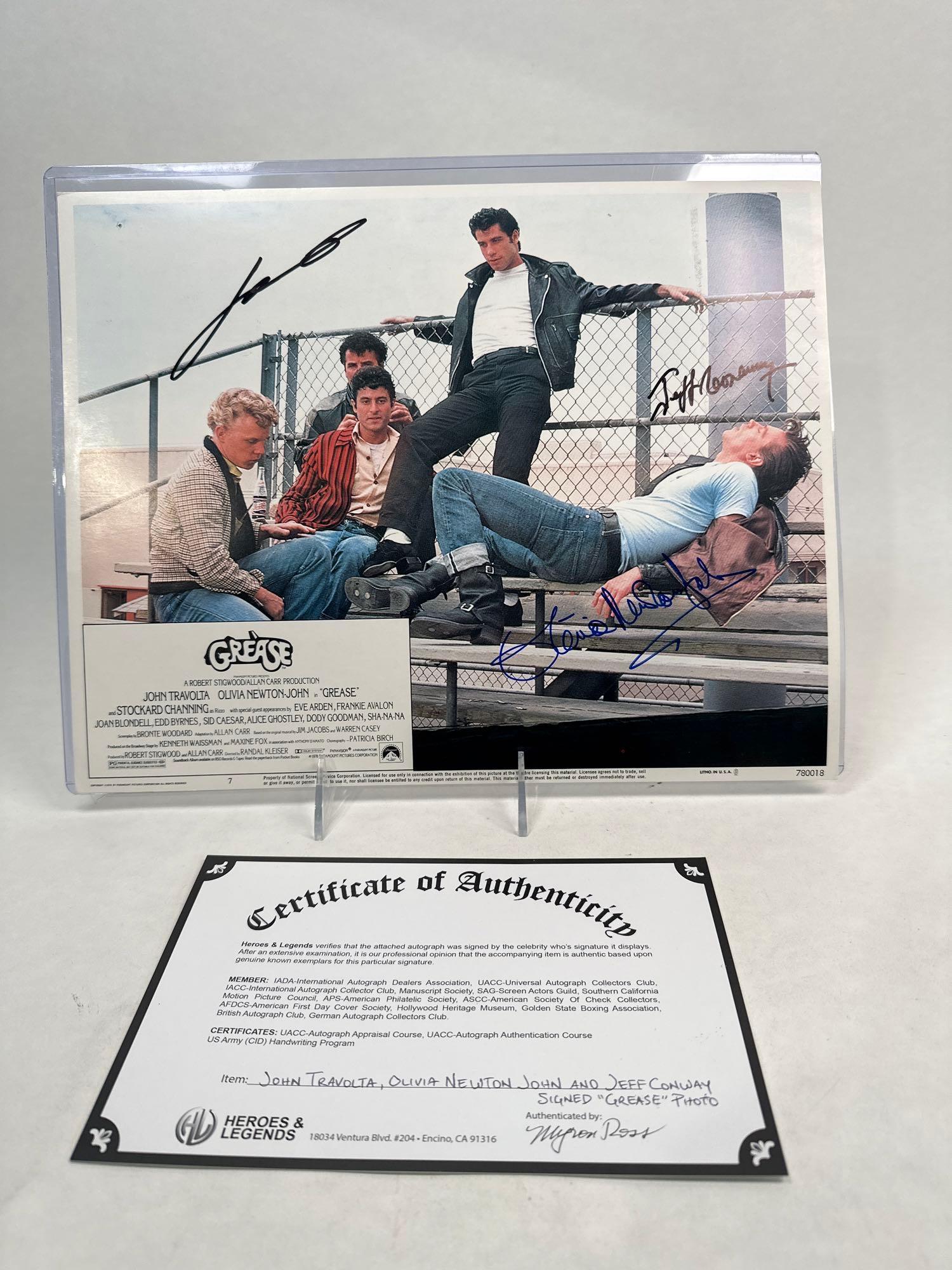 John Travolta, Olivia Newton-John and Jeff Conway signed/autographed, “GREASE” photo (1 of 12)