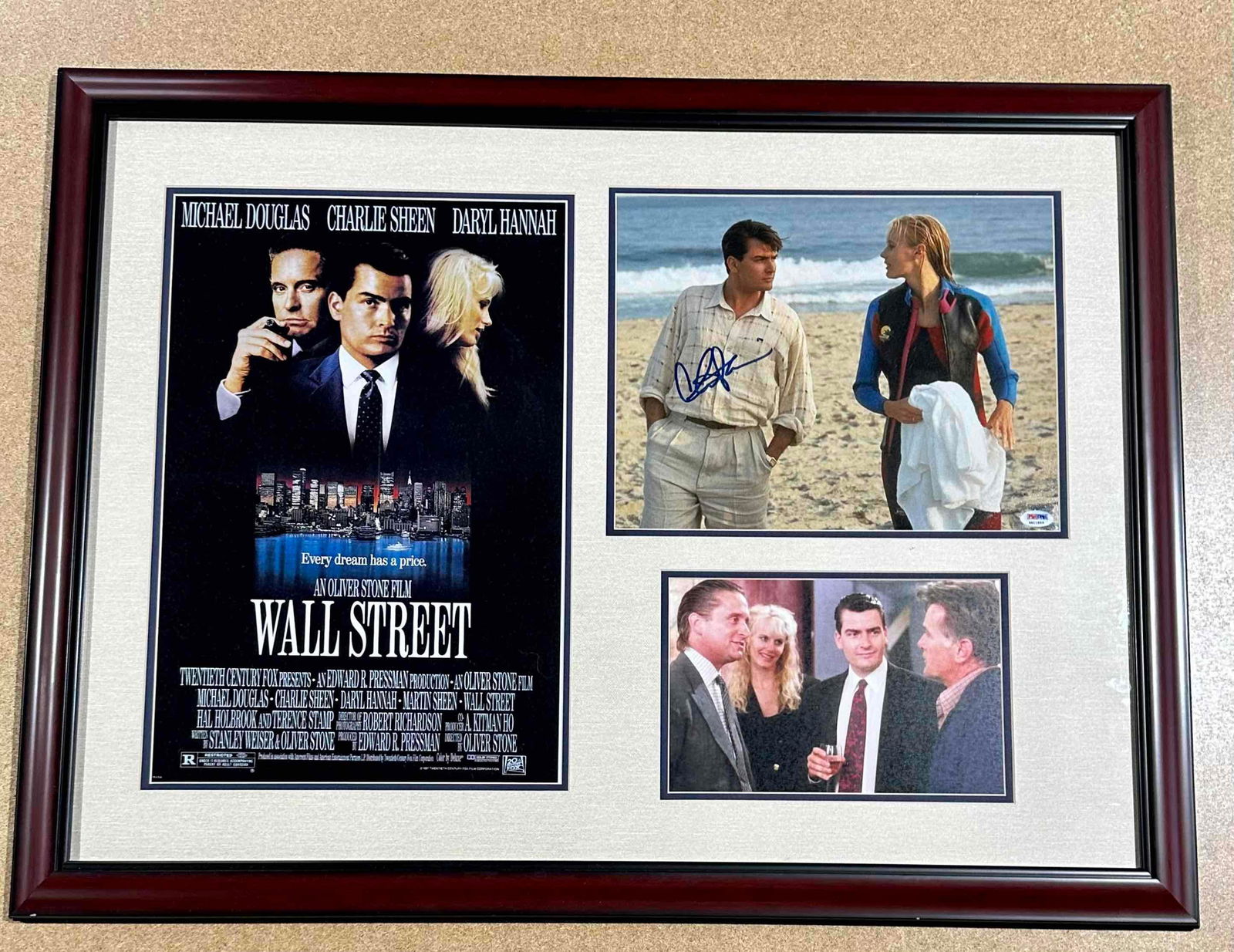 Charlie Sheen “WALL STREET” signed photo collage, framed (1 of 12)
