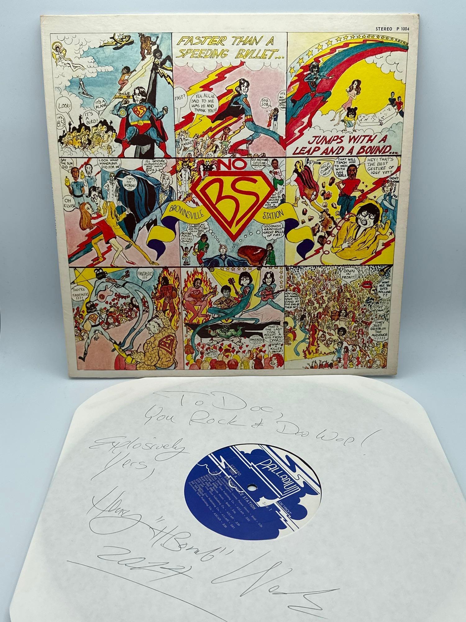 Brownsville Station- No BS SIGNED album: BROWNSVILLE STATION- NO BS 33 RPM STEREO ALBUM-1970 PALLADIUM RECORDS P1004. Signed sleeve, no certificate of authenticity.
