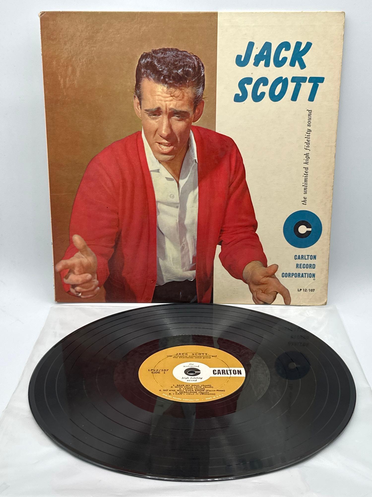 Jack Scott with orchestral accompaniment and the Chantones vocal group, Carlton records LP 12/107: Jack Scott with orchestral accompaniment and the Chantones vocal group, Carlton records LP 12/107 The unlimited high Fidelity sound, please review pictures.