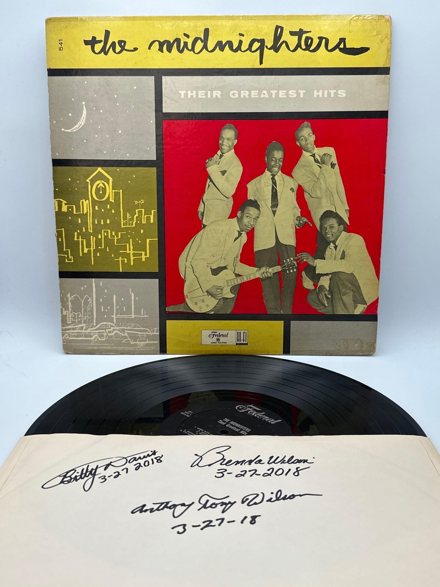 Signed, Black Label record -The Midnighters-their greatest hits federal  LP (1 of 11)