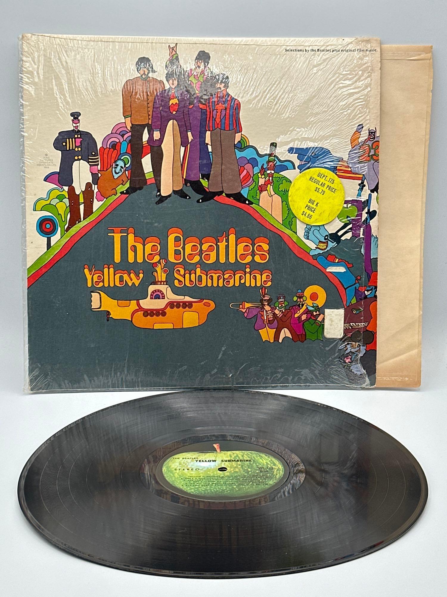 THE BEATLES YELLOW SUBMARINE SW-153 1968 MOVIE SOUNDTRACK ALBUM 12” VINYL: THE BEATLES YELLOW SUBMARINE SW-153 1968 MOVIE SOUNDTRACK ALBUM 12” VINYL 1968- playable on stereo and mono phonographs, original film music, composed and orchestrated by George Martin. cap