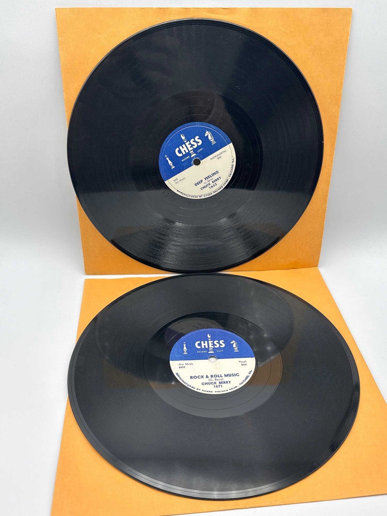 78’s: Chuck Berry: Rock ‘n’ roll music, and Blue FeelingChuck Berry 1671, Chess Record 78 rpmSchool Day and Deep FeelingChuck Berry, 1653 Chess Record 78rpmscratch on school day side