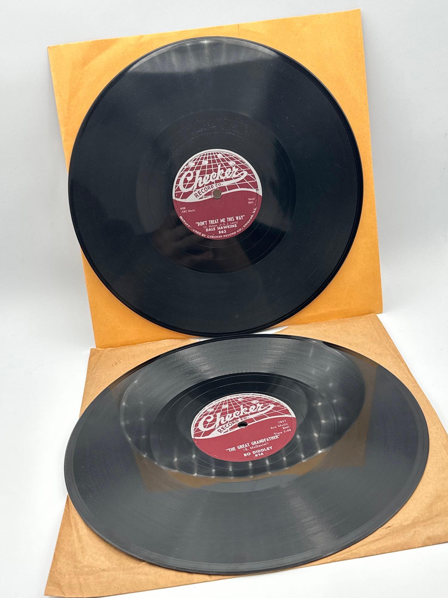 78’s: (2) Dale Hawkins and Bo Diddley: 78 Dale Hawkins, Susie Q And Don’t Treat Me This Way. Checker records- 86378 BO DIDDLEY - Crackin Up and The Great Grandfather. Checker records- 924