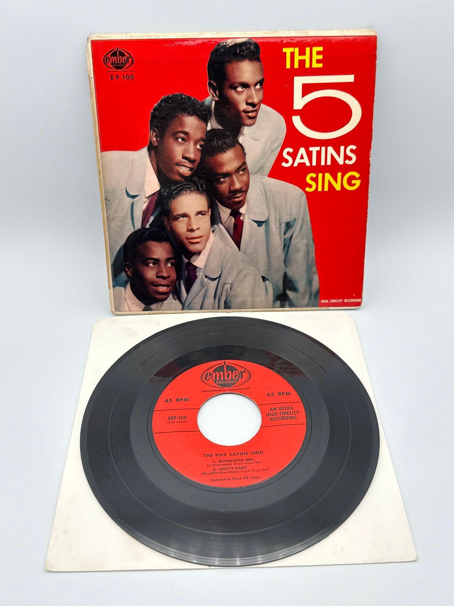 The 5 Satins Sing 45rpm, RARE! (1 of 8)