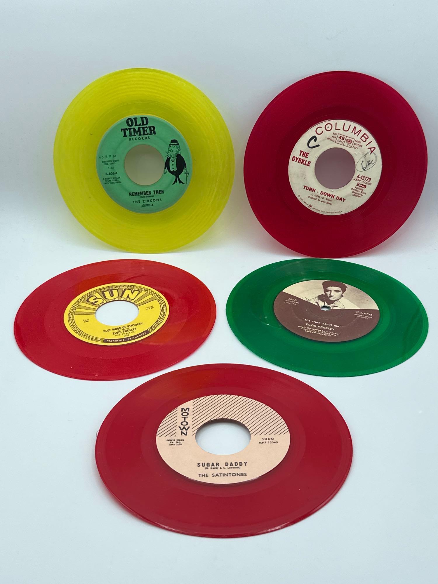 5 RARE Colored Vinyl records: The Zircons, Elvis Presley, The Satintones, The Cyrkle. (1 of 11)