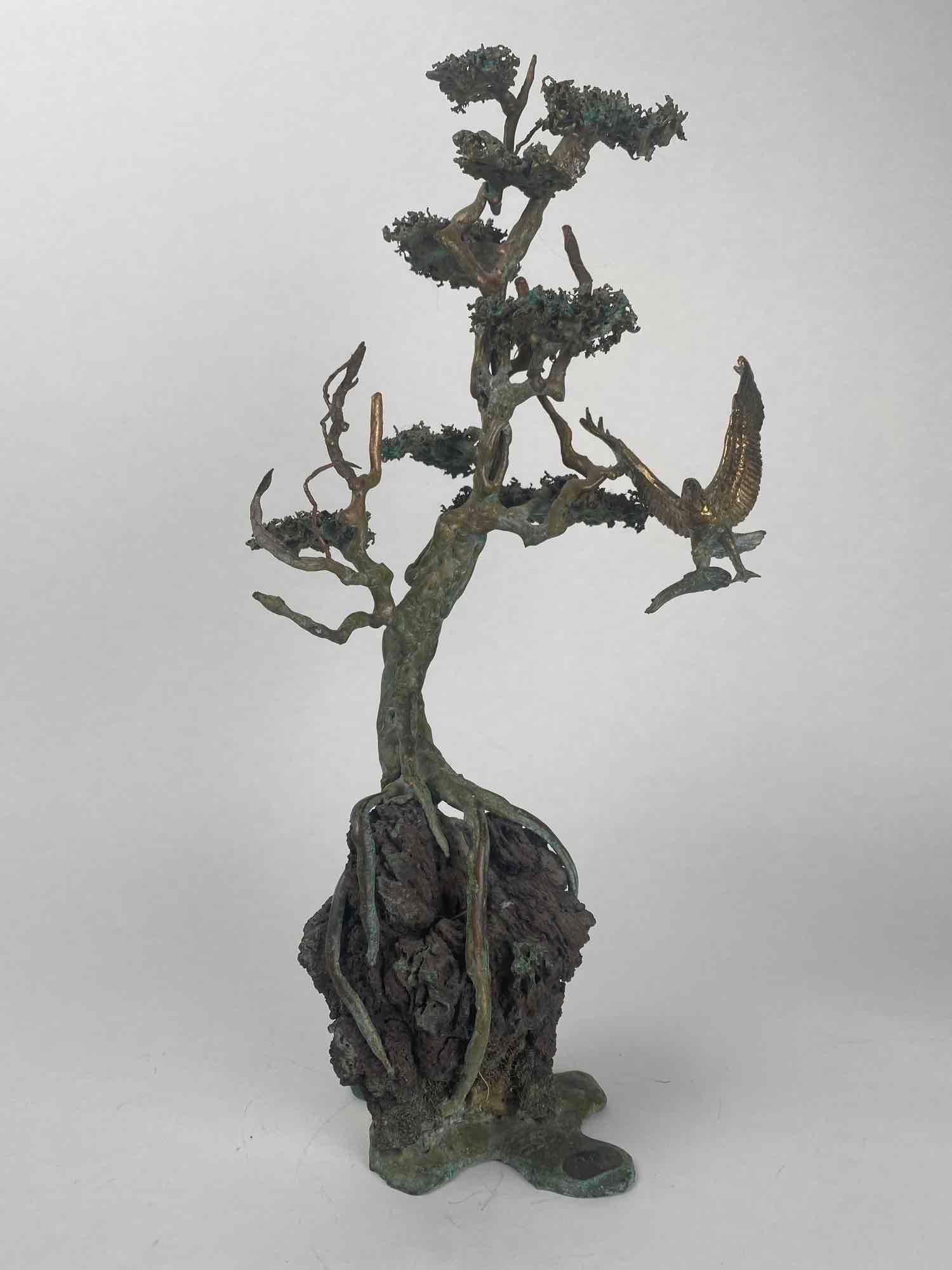 Martin Borja Eagle Eating Fish In Tree Bronze Sculpture (1 of 8)