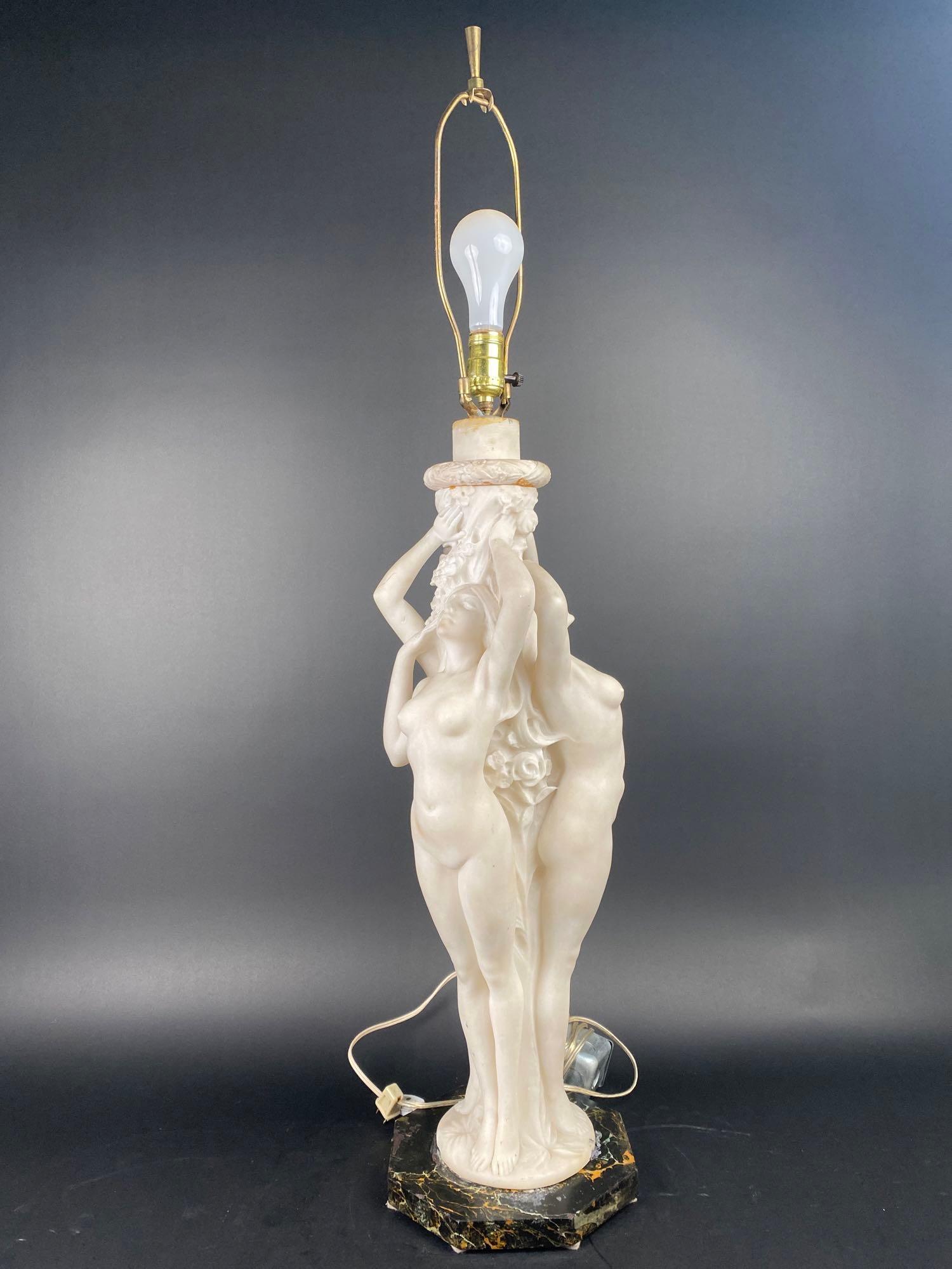 Antique Italian "Three Graces" Alabaster Lamp (1 of 7)