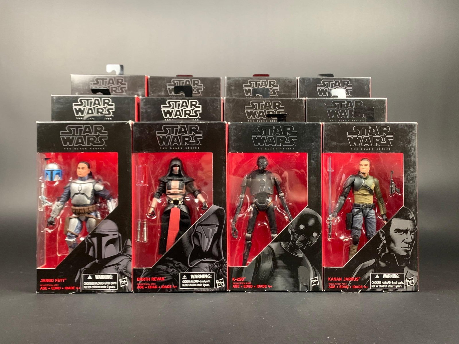 Twelve Star Wars The Black Series Action Figures (Hasbro Red Box): Twelve Star Wars The Black Series Action Figures (Hasbro Red Box) All action figures are in original boxes and in good used condition. Boxes show signs of wear due to storage. Please see photos for ad