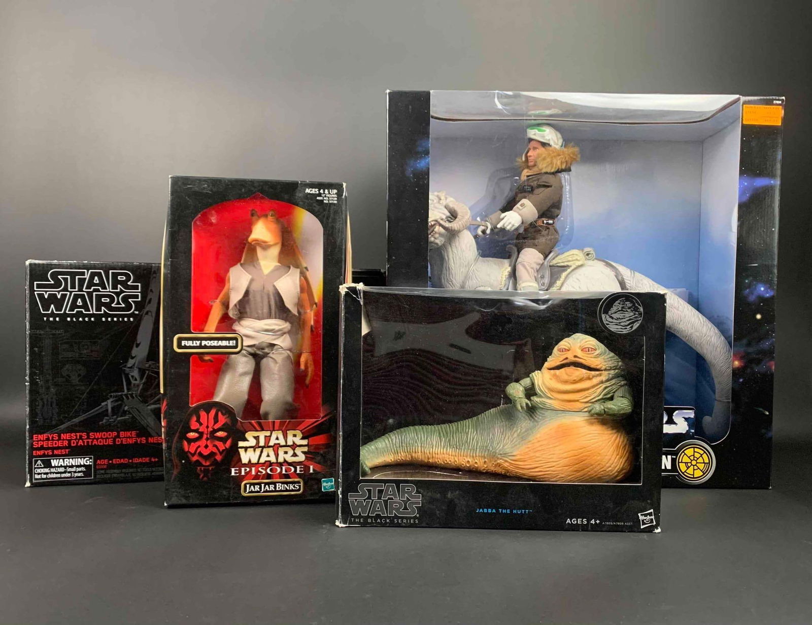 Star Wars Collector Series, Blue Line, Black Series, and Episode 1: Star Wars Collector Series, Blue Line, Black Series, and Episode 1. All collectibles are in their original boxes. All collectibles have have been opened and boxes show moderate signs of wear and use.