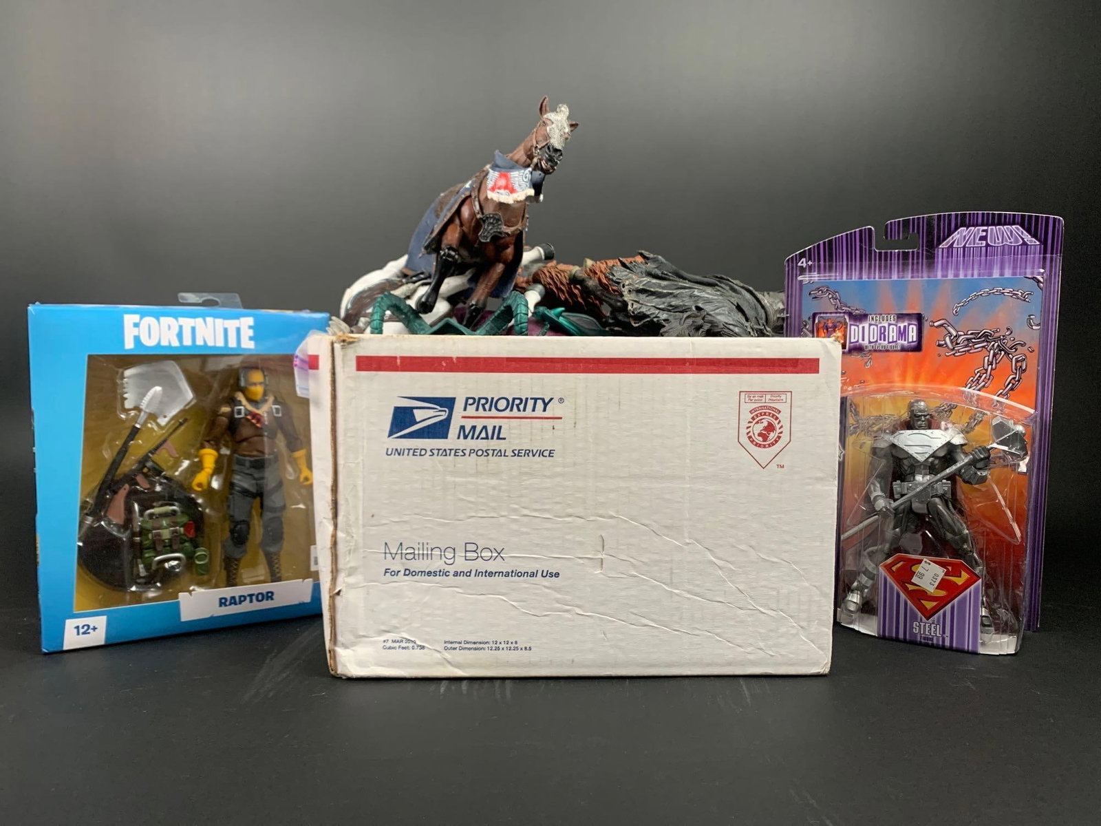 Mystery Box of Action Figures Including Horses and  Bonus DC and Fortnight (1 of 5)