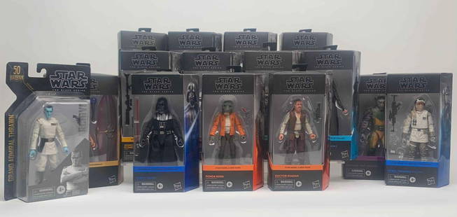 Large Lot of 15 Star Wars Black Series Action Figures (Hasbro): Large Lot of 15 Star Wars Black Series Action Figures (Hasbro) Each action figure comes in its original box. Box show signs of light wear. Please see photos for additional details. Figures Include:  F