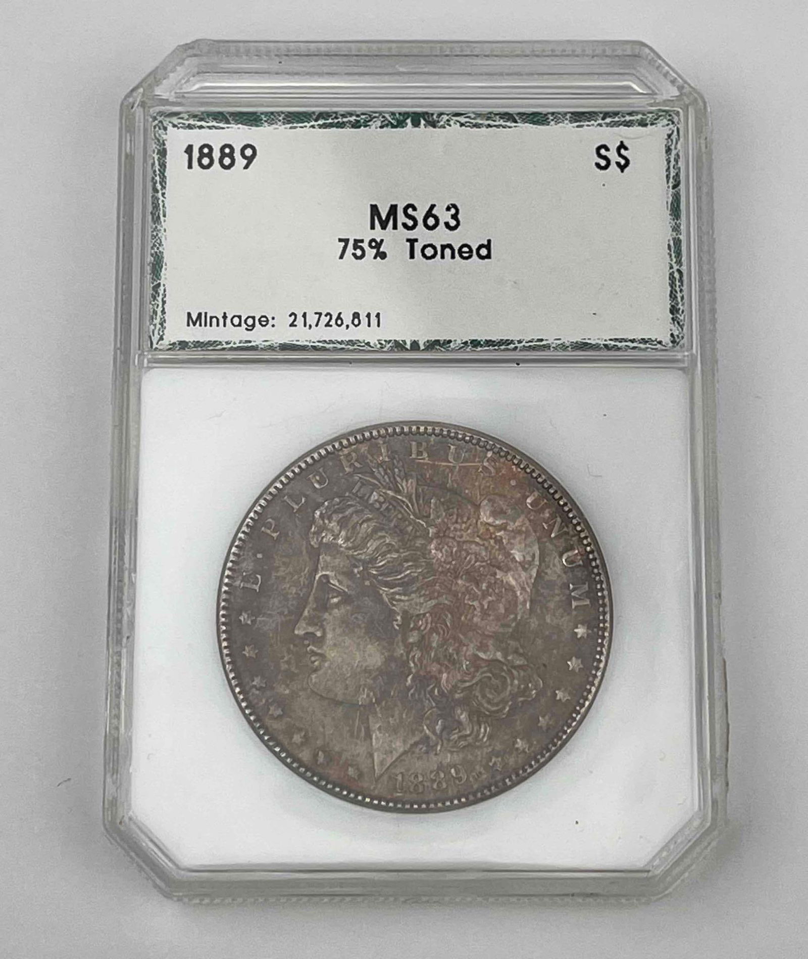 1889 Morgan Silver Dollar MS63 75% Toned PCI (1 of 3)