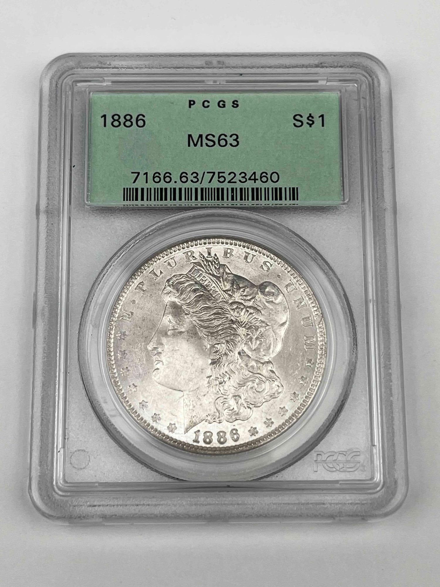 1886 Morgan Silver Dollar MS63 PCGS (1 of 3)