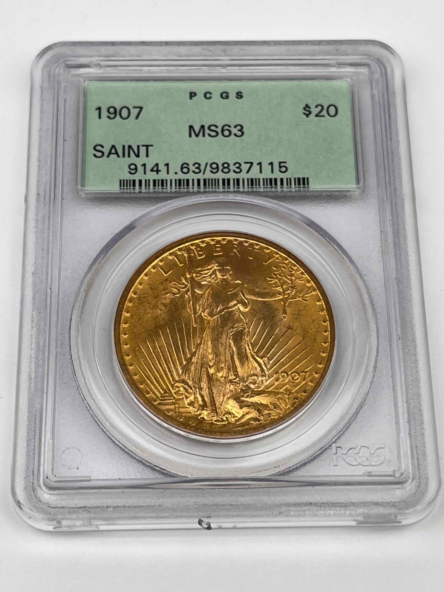 1907 $20 Saint-Gaudens Gold Double Eagle MS-63 (1 of 3)