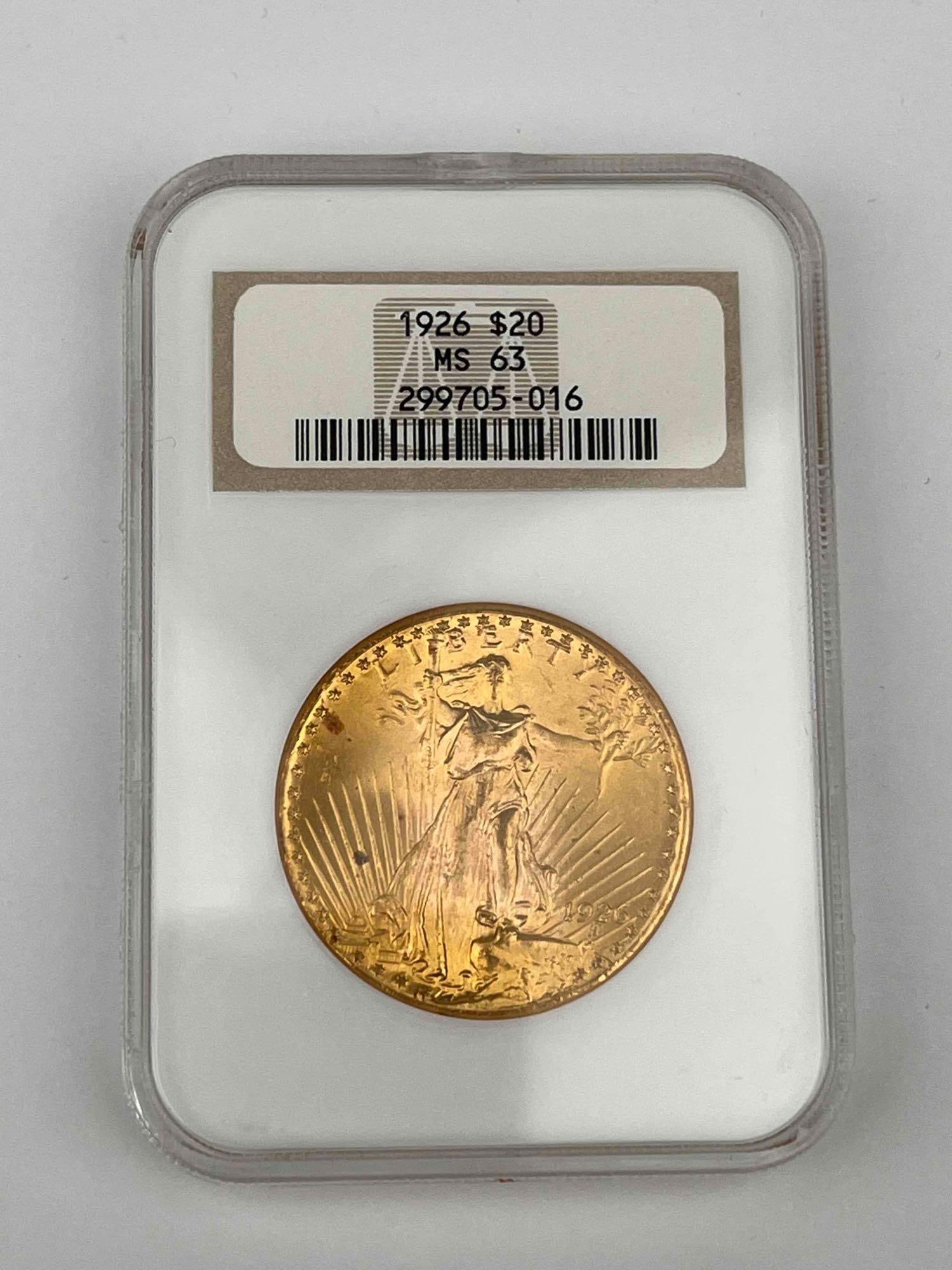 1926 $20 Saint-Gaudens Gold Double Eagle MS-63 (1 of 3)