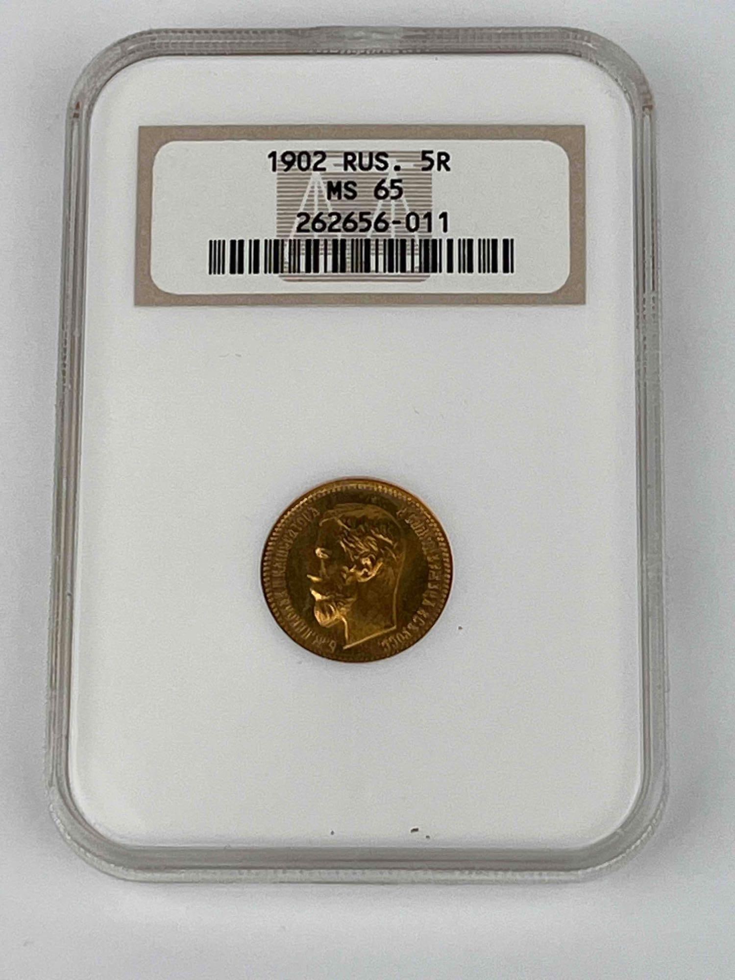 1902 Russia 5 Roubles Gold Coin MS65 NGC (1 of 3)