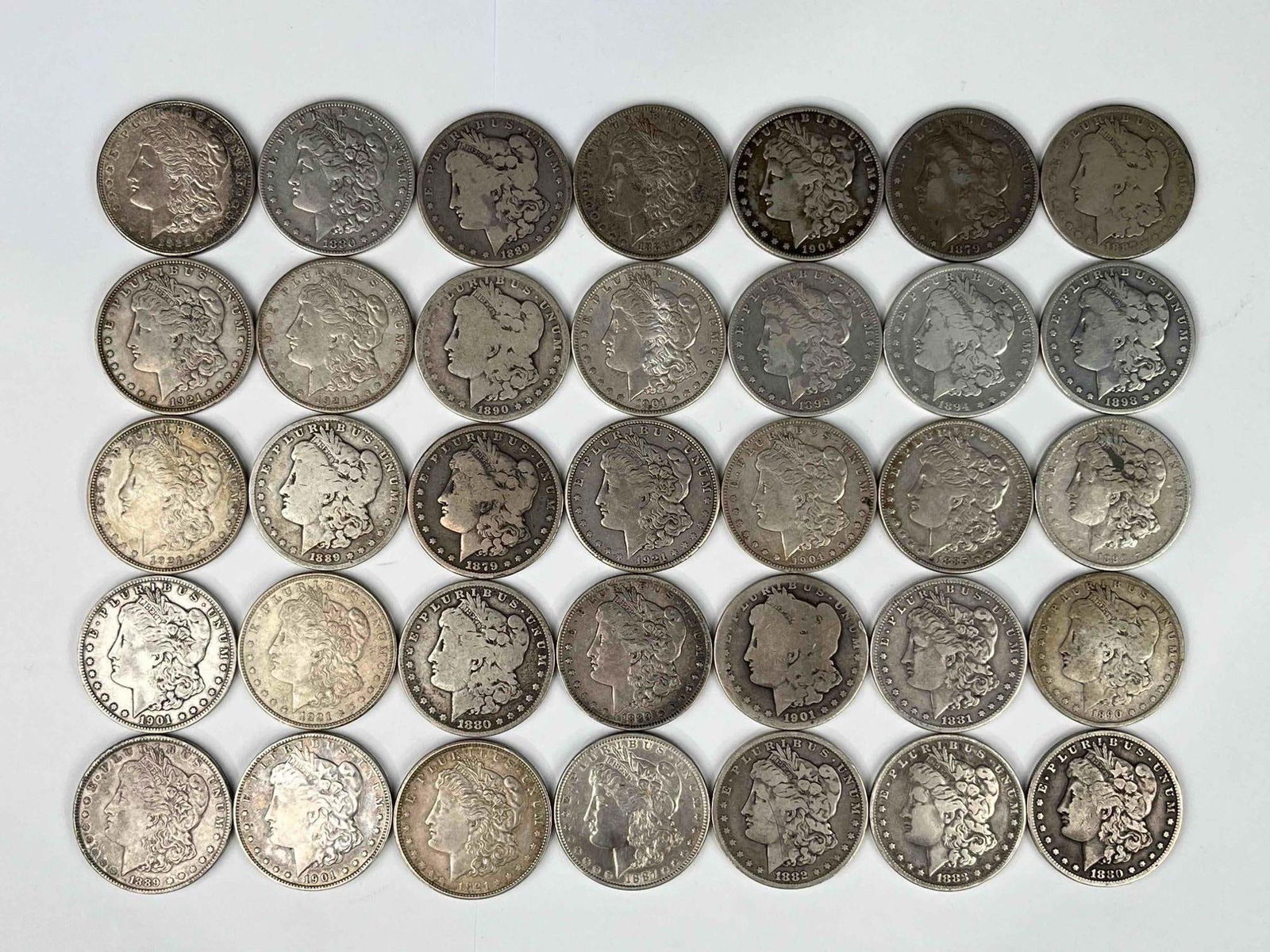 Lot of 25 Morgan Dollars, Mostly from the 1800s (1 of 6)